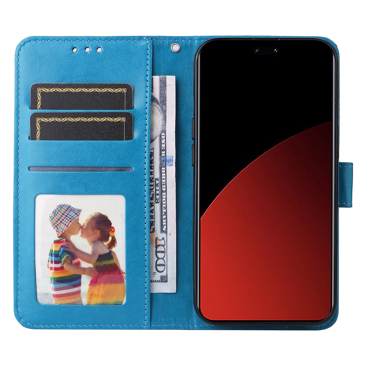 For Xiaomi Civi 4 Pro 5G Case Imprinted Sunflower Wallet Style Smart Phone Cover - Blue
