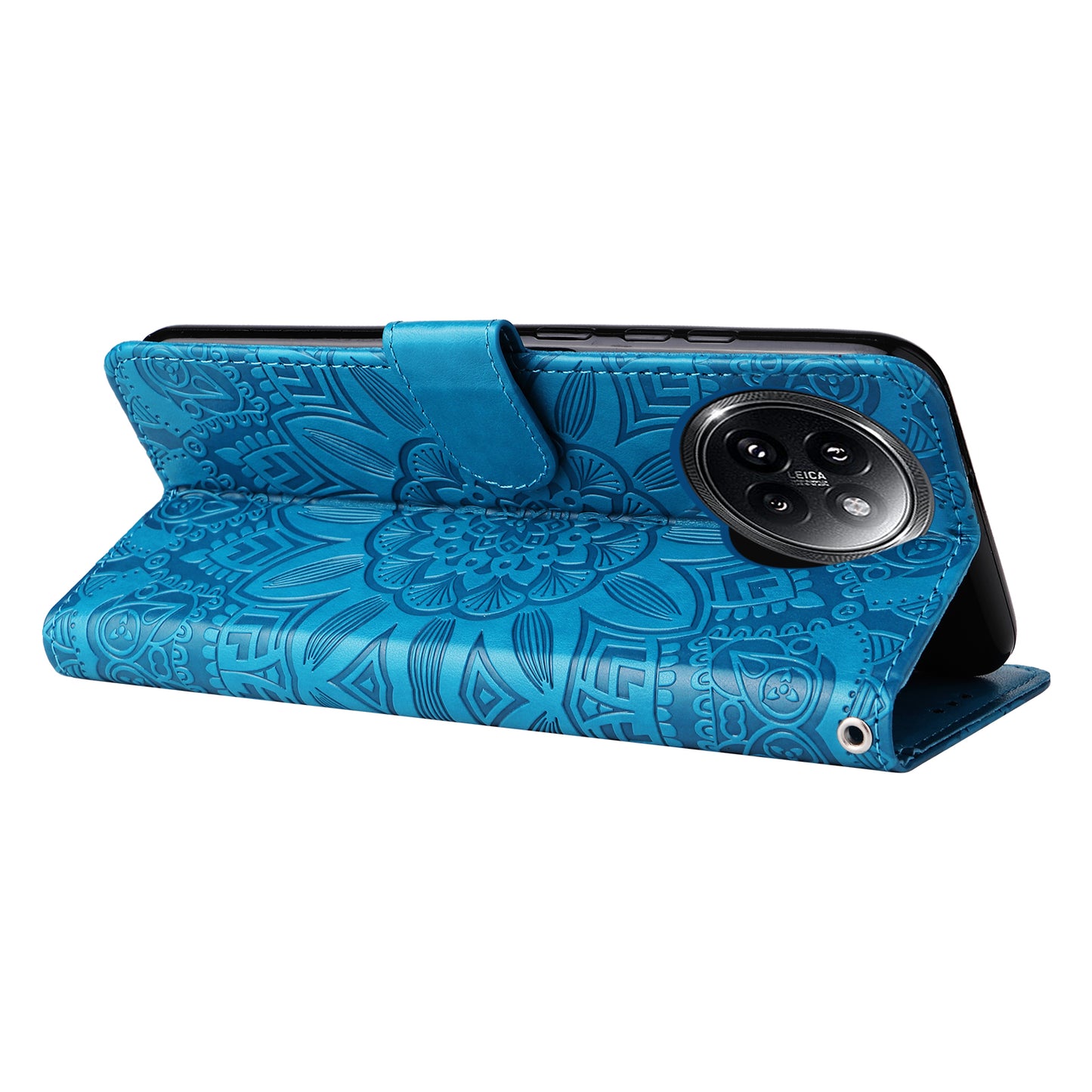 For Xiaomi Civi 4 Pro 5G Case Imprinted Sunflower Wallet Style Smart Phone Cover - Blue