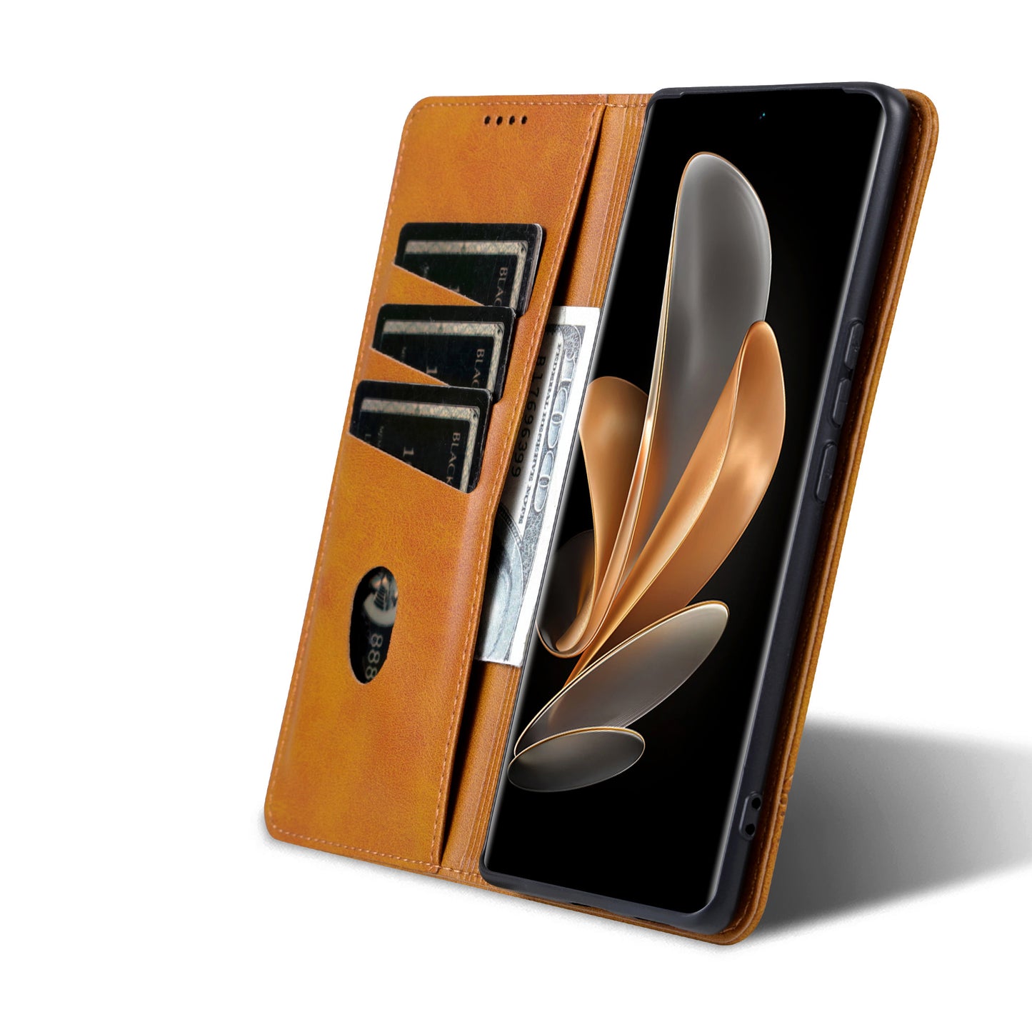 AZNS For Honor Magic6 Pro 5G Magnetic Case Cowhide Texture Leather Phone Stand Cover - Brown