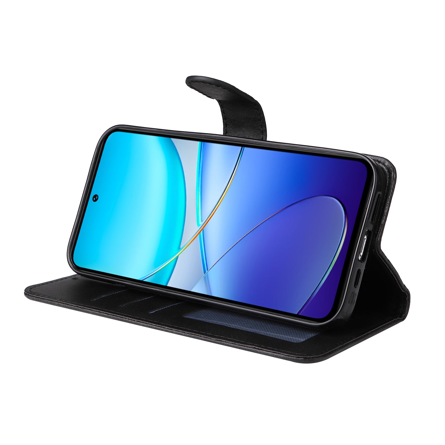 For vivo Y100 5G (Indonesia) / Y200e 5G / T3 5G (India) / V30 Lite 5G (India) Magnetic Case Leather Viewing Stand Phone Cover - Black