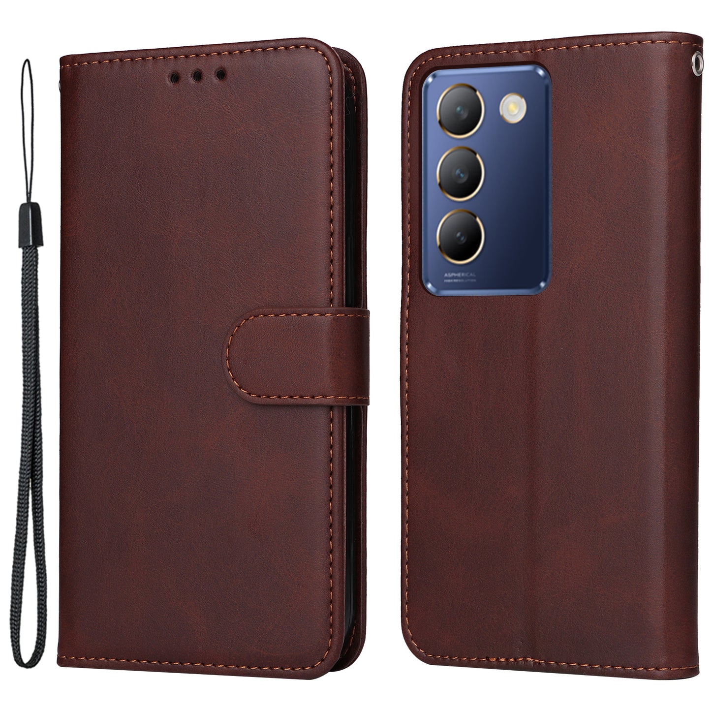 For vivo Y100 5G (Indonesia) / Y200e 5G / T3 5G (India) / V30 Lite 5G (India) Magnetic Case Leather Viewing Stand Phone Cover - Brown