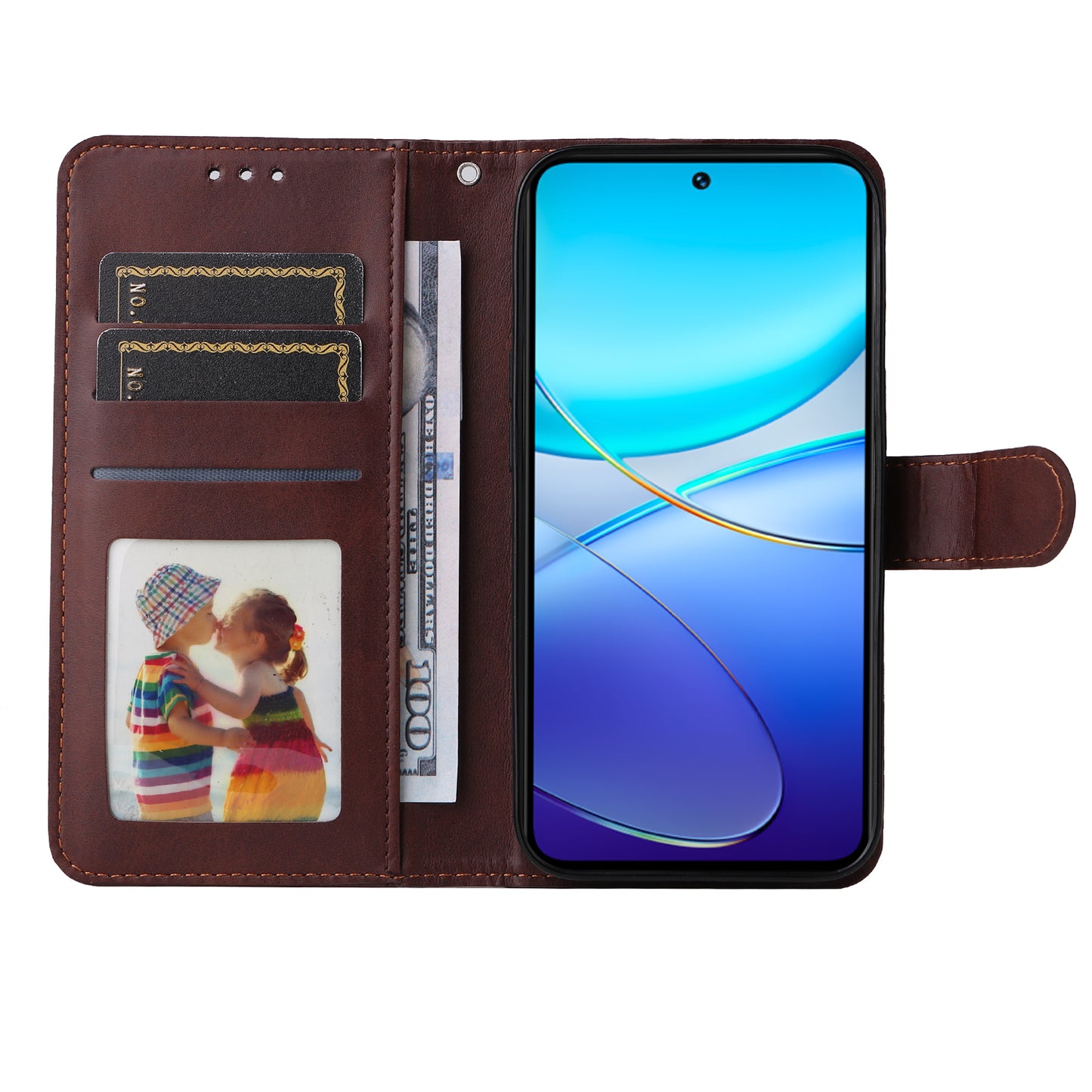 For vivo Y100 5G (Indonesia) / Y200e 5G / T3 5G (India) / V30 Lite 5G (India) Magnetic Case Leather Viewing Stand Phone Cover - Brown