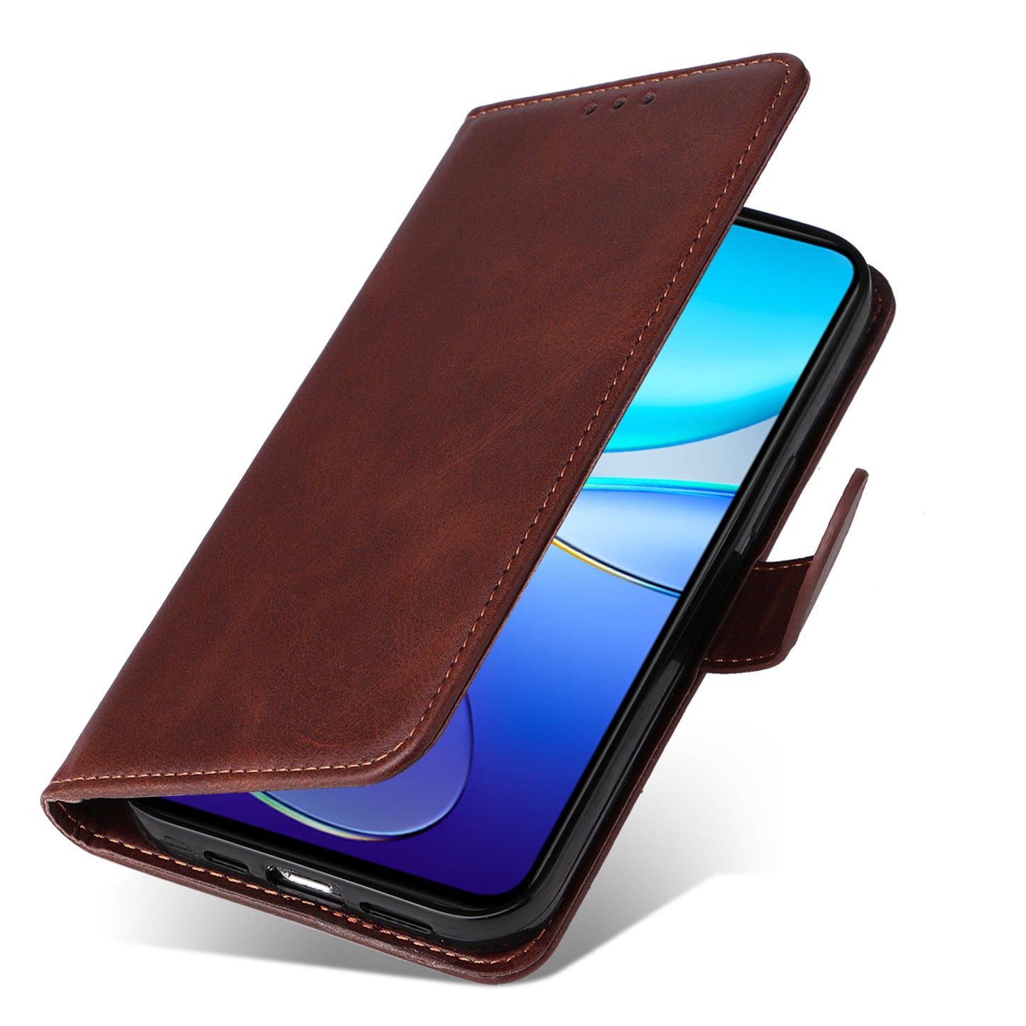 For vivo Y100 5G (Indonesia) / Y200e 5G / T3 5G (India) / V30 Lite 5G (India) Magnetic Case Leather Viewing Stand Phone Cover - Brown