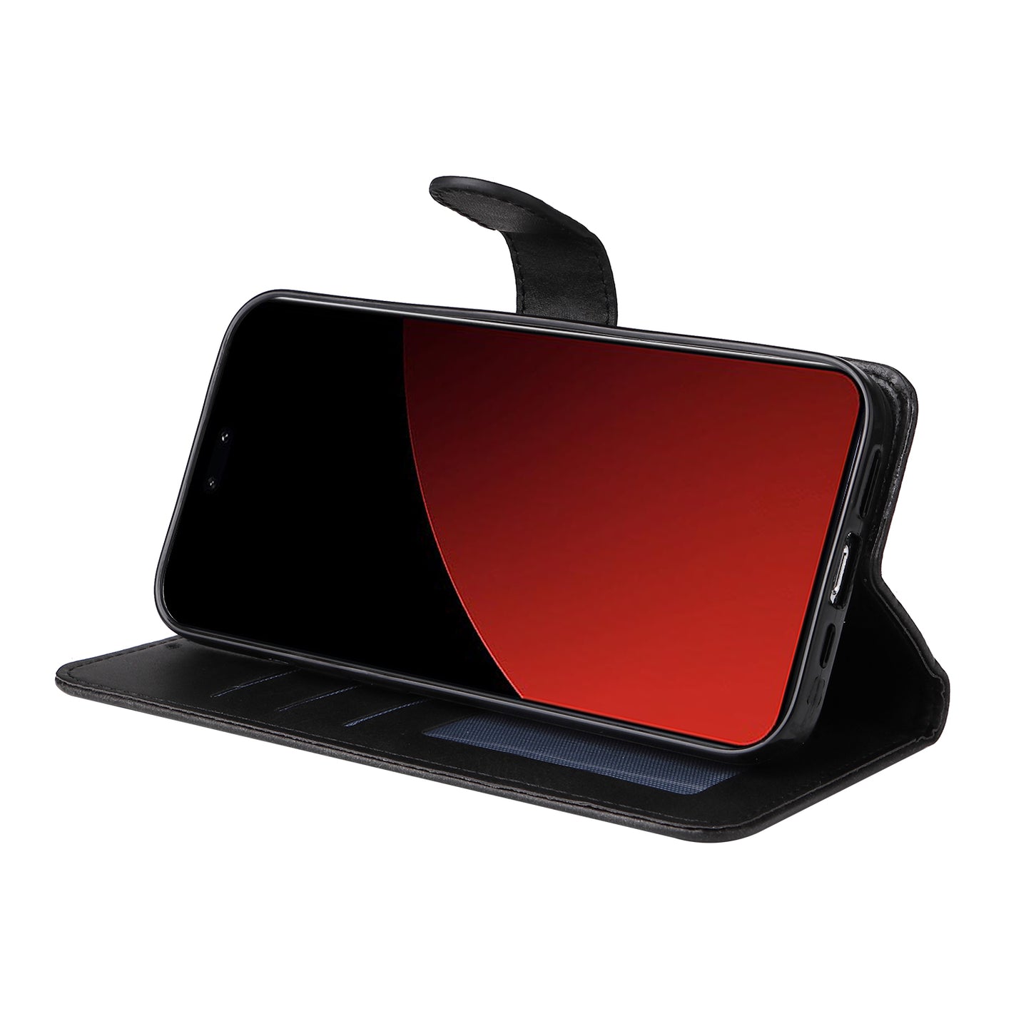 For Xiaomi Civi 4 Pro 5G Case 3 Slots Holder Leather Phone Wallet Cover with Hand Strap - Black