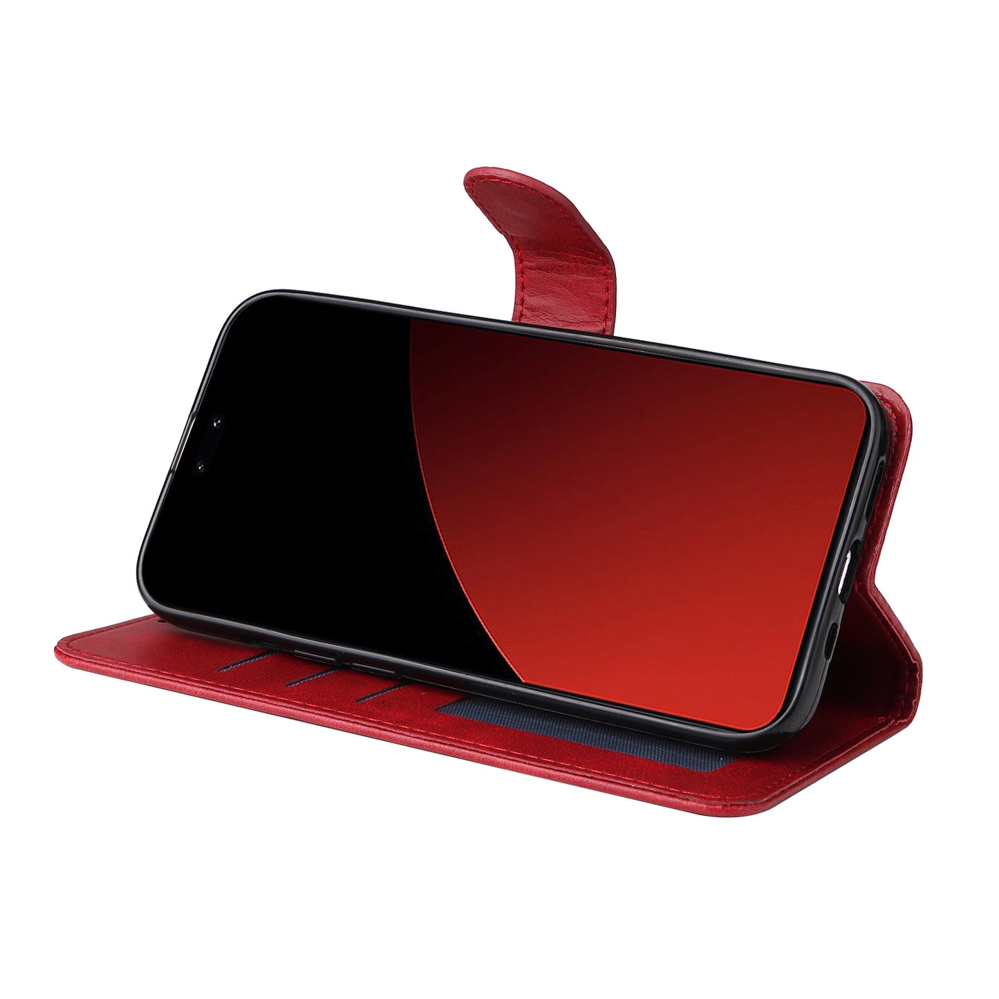 For Xiaomi Civi 4 Pro 5G Case 3 Slots Holder Leather Phone Wallet Cover with Hand Strap - Red