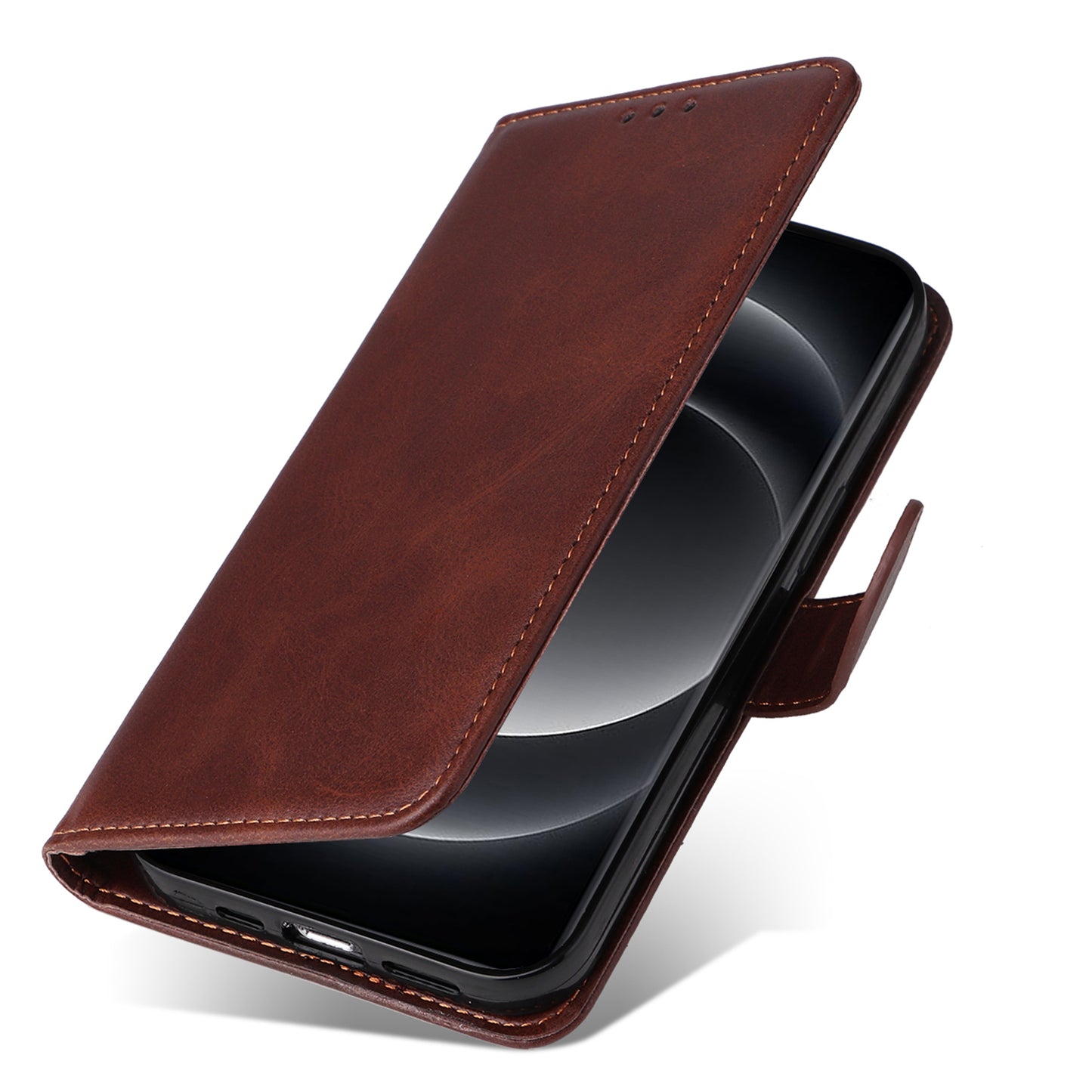 For Xiaomi 14 Ultra Case 3 Slots Holder Calf Texture Magnetic Clasp Phone Cover - Brown
