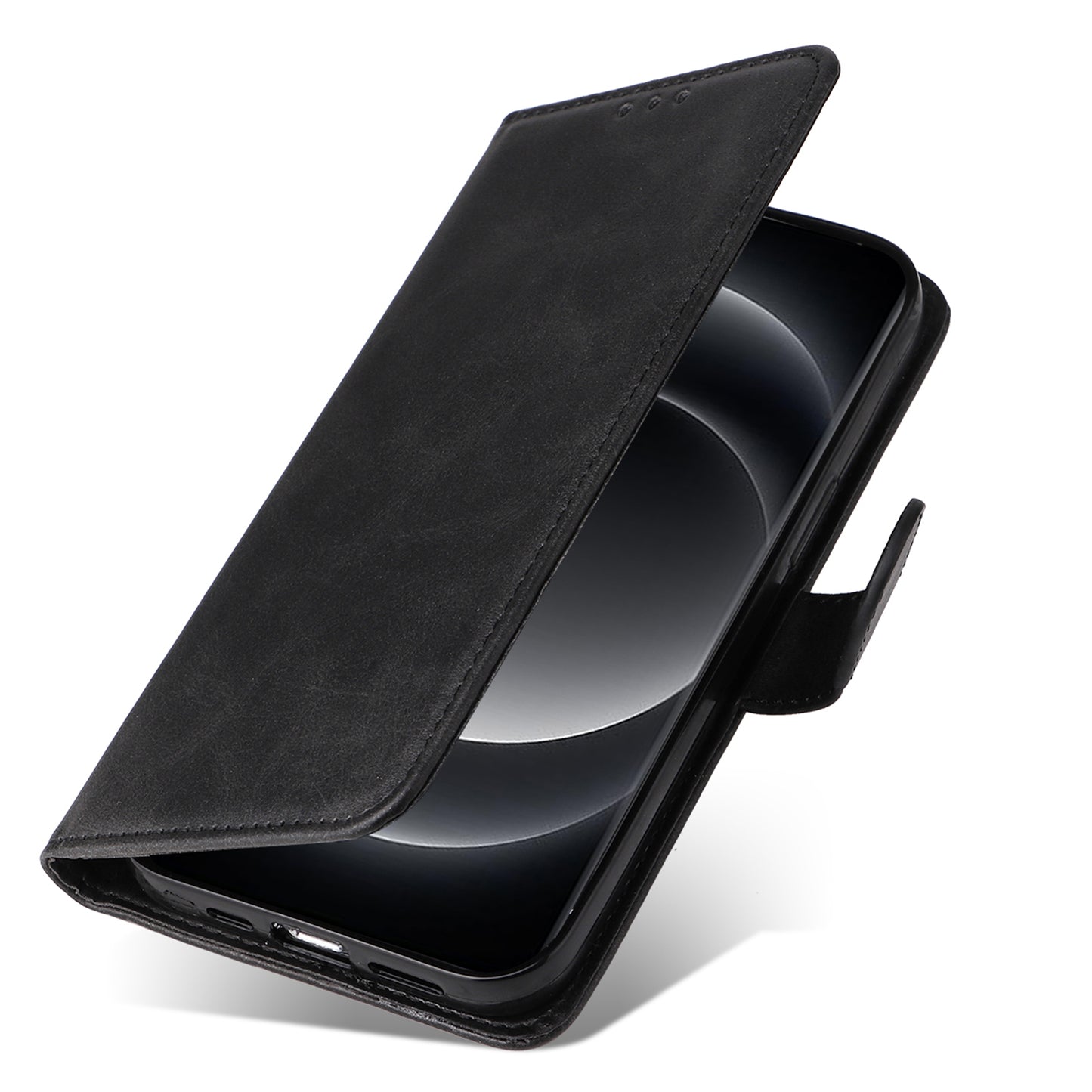 For Xiaomi 14 Ultra Case 3 Slots Holder Calf Texture Magnetic Clasp Phone Cover - Black