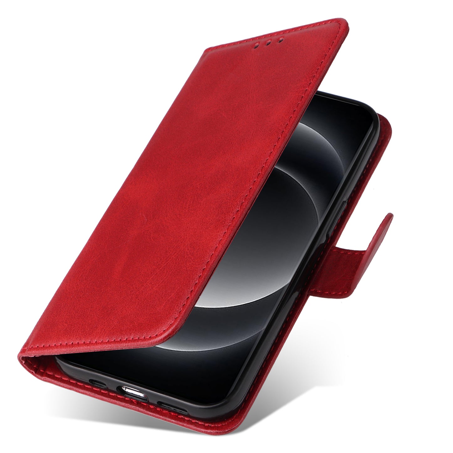 For Xiaomi 14 Ultra Case 3 Slots Holder Calf Texture Magnetic Clasp Phone Cover - Red
