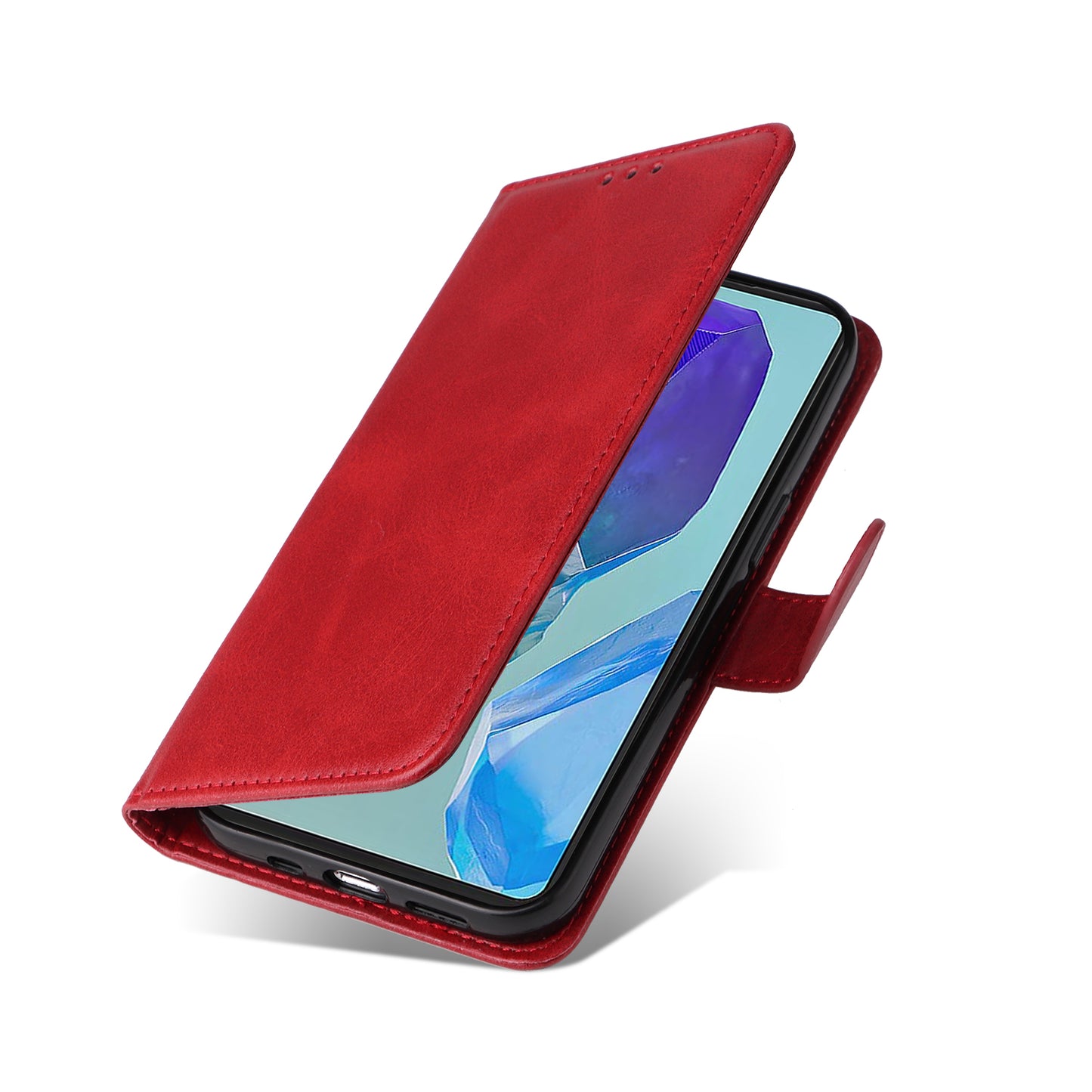 For Samsung Galaxy M55 5G Leather Case with 3 Card Slots Holder Mobile Phone Cover - Red