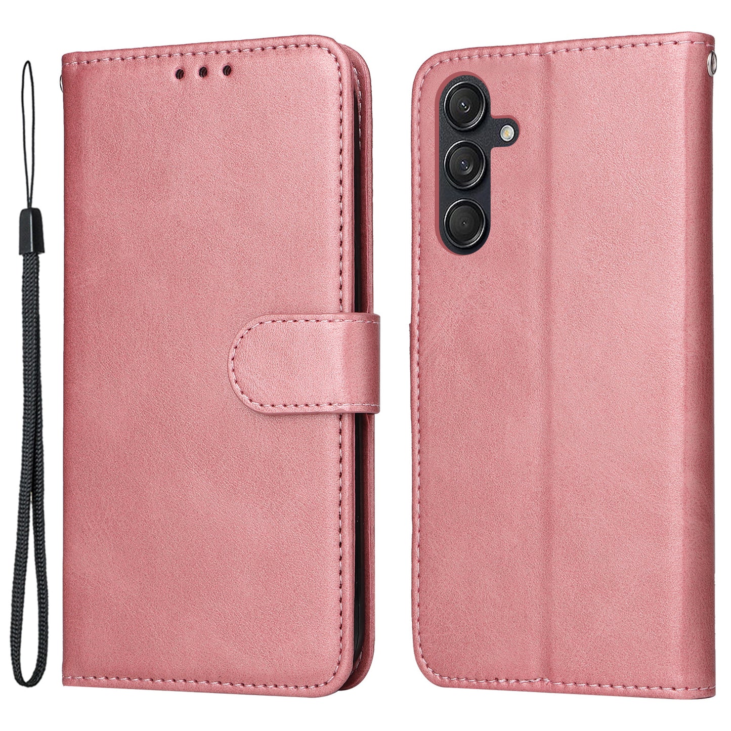 For Samsung Galaxy M55 5G Leather Case with 3 Card Slots Holder Mobile Phone Cover - Pink