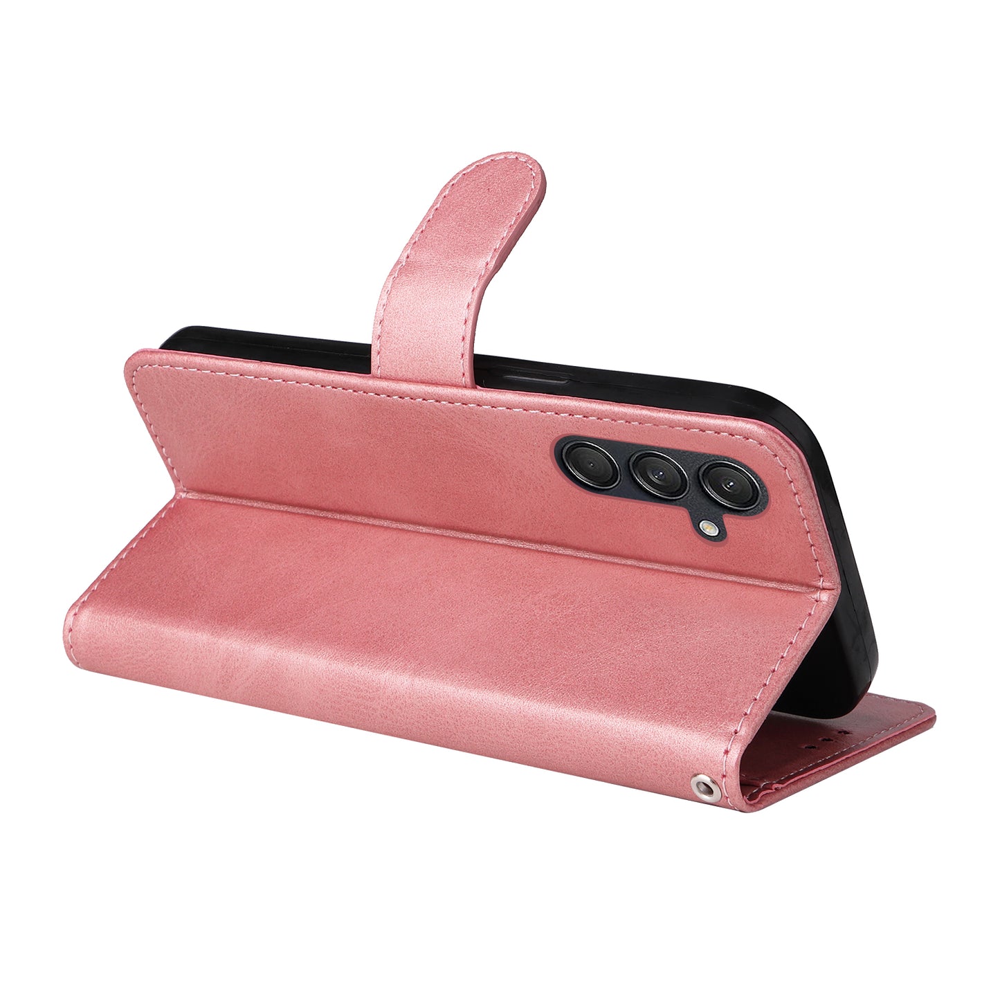 For Samsung Galaxy M55 5G Leather Case with 3 Card Slots Holder Mobile Phone Cover - Pink