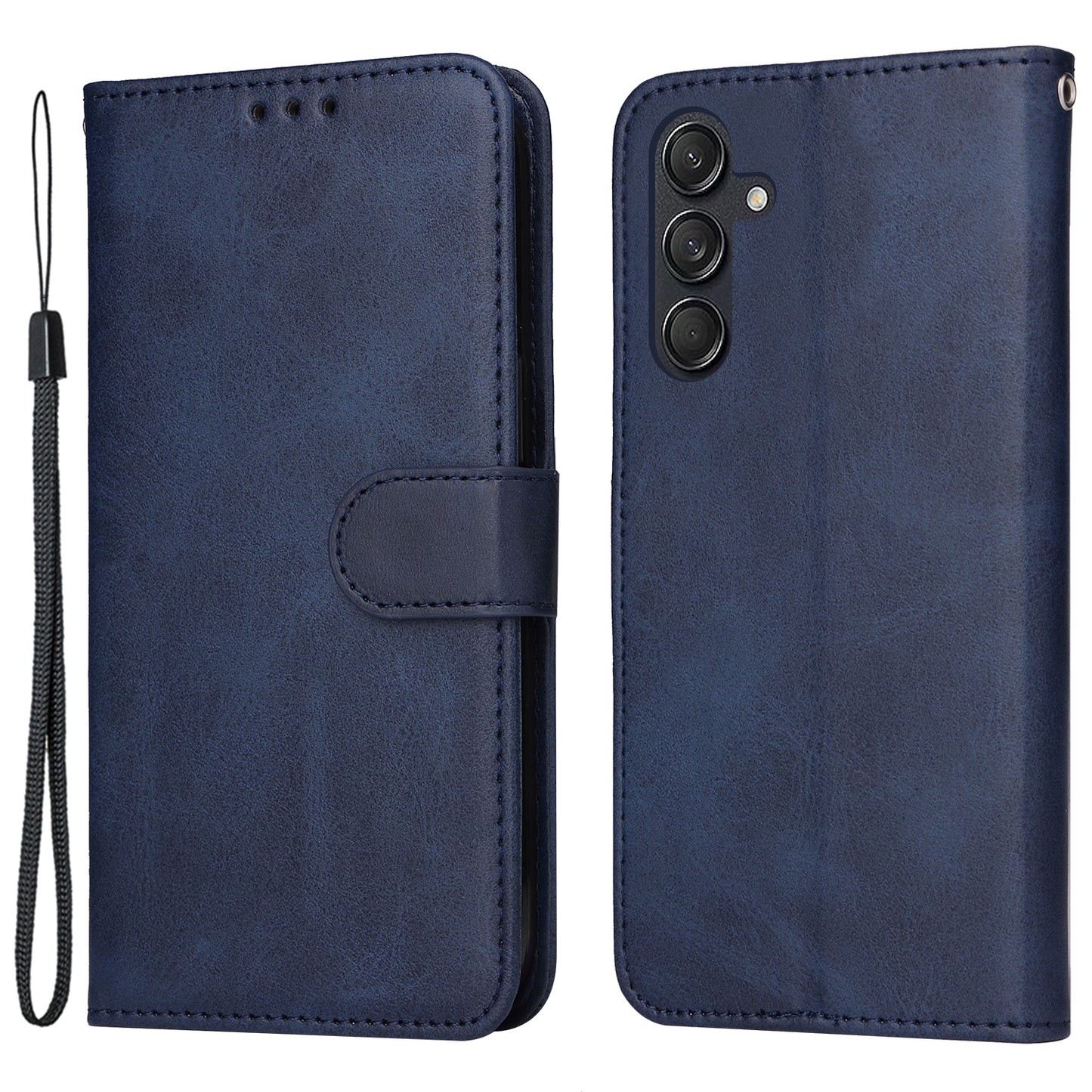 For Samsung Galaxy M55 5G Leather Case with 3 Card Slots Holder Mobile Phone Cover - Blue