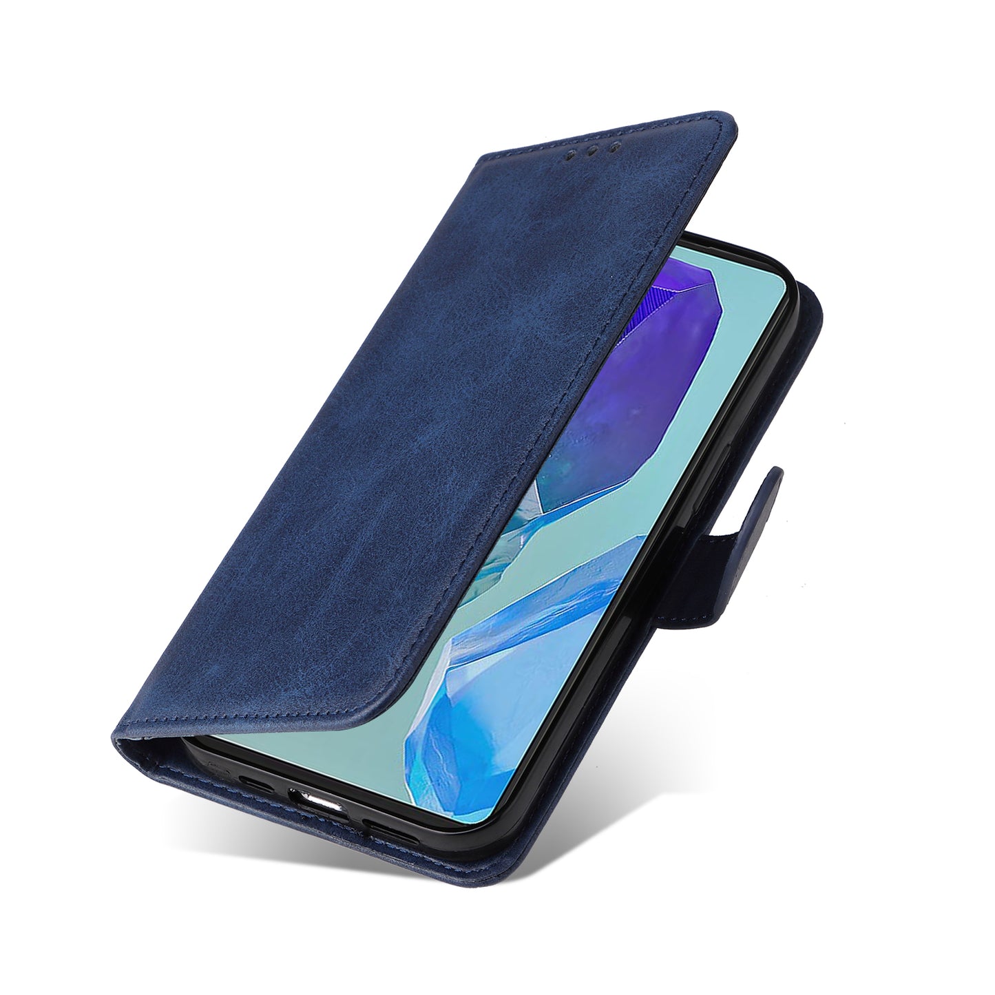 For Samsung Galaxy M55 5G Leather Case with 3 Card Slots Holder Mobile Phone Cover - Blue