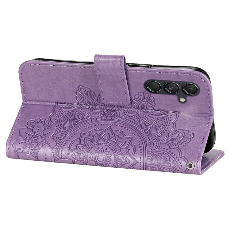 For Samsung Galaxy M55 5G / C55 5G / F55 5G Case Floral Pattern PU Leather Wallet Stand Phone Cover - Purple