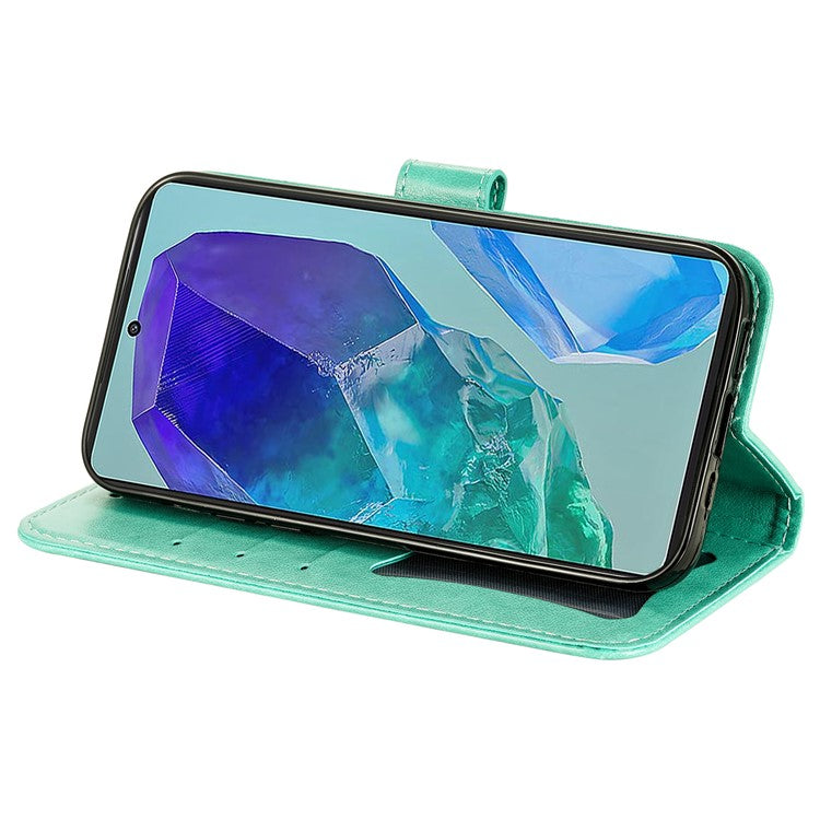 For Samsung Galaxy M55 5G / C55 5G / F55 5G Case Floral Pattern PU Leather Wallet Stand Phone Cover - Green
