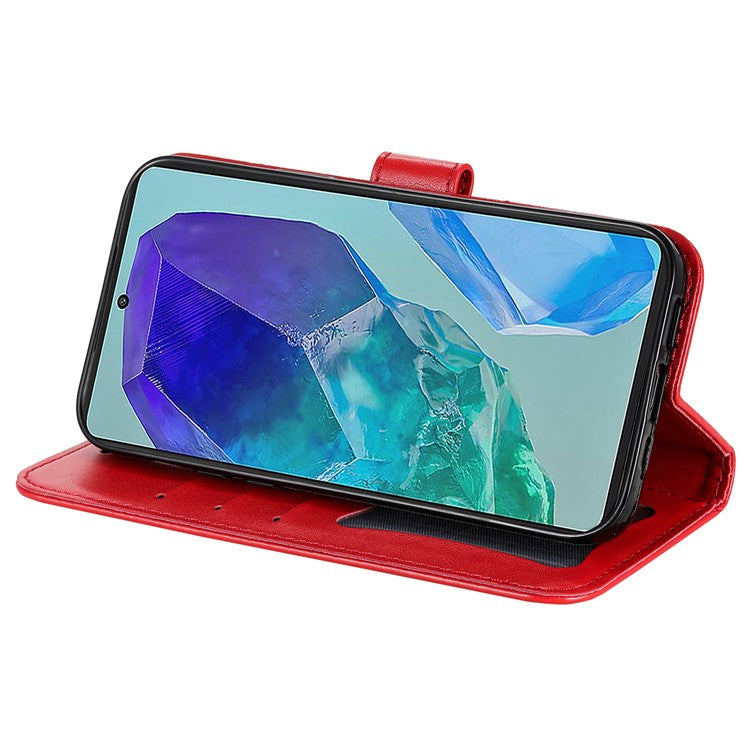 For Samsung Galaxy M55 5G / C55 5G / F55 5G Case Floral Pattern PU Leather Wallet Stand Phone Cover - Red