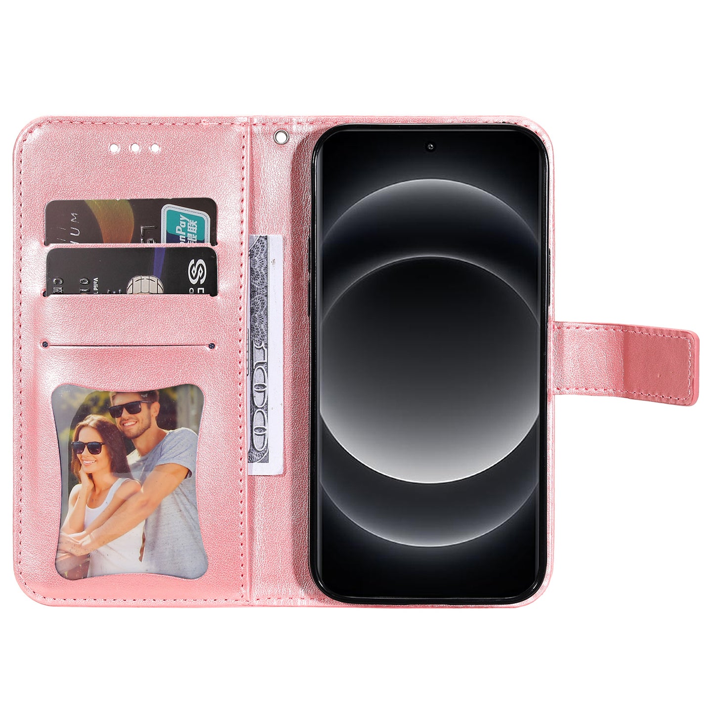 For Xiaomi 14 Ultra Wallet Case Flower Imprinted Leather Phone Cover - Pink