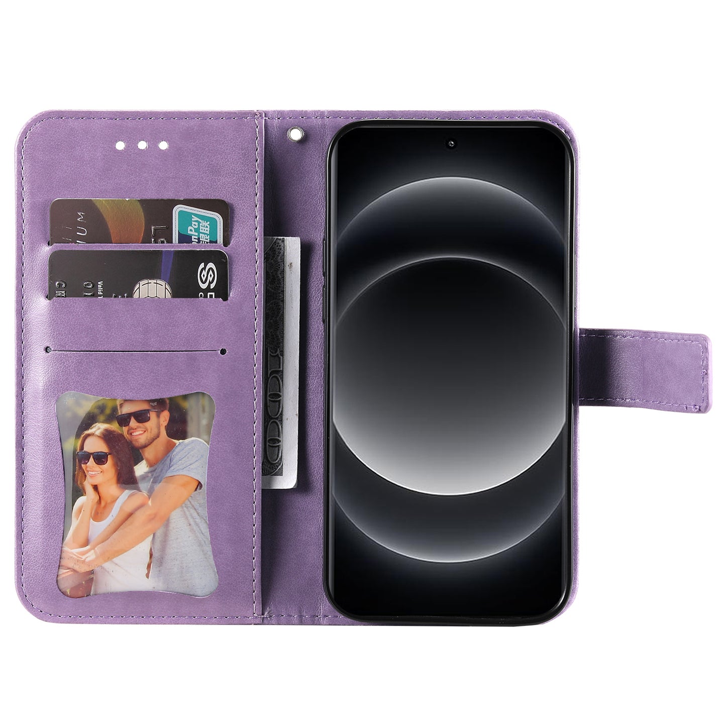 For Xiaomi 14 Ultra Wallet Case Flower Imprinted Leather Phone Cover - Purple