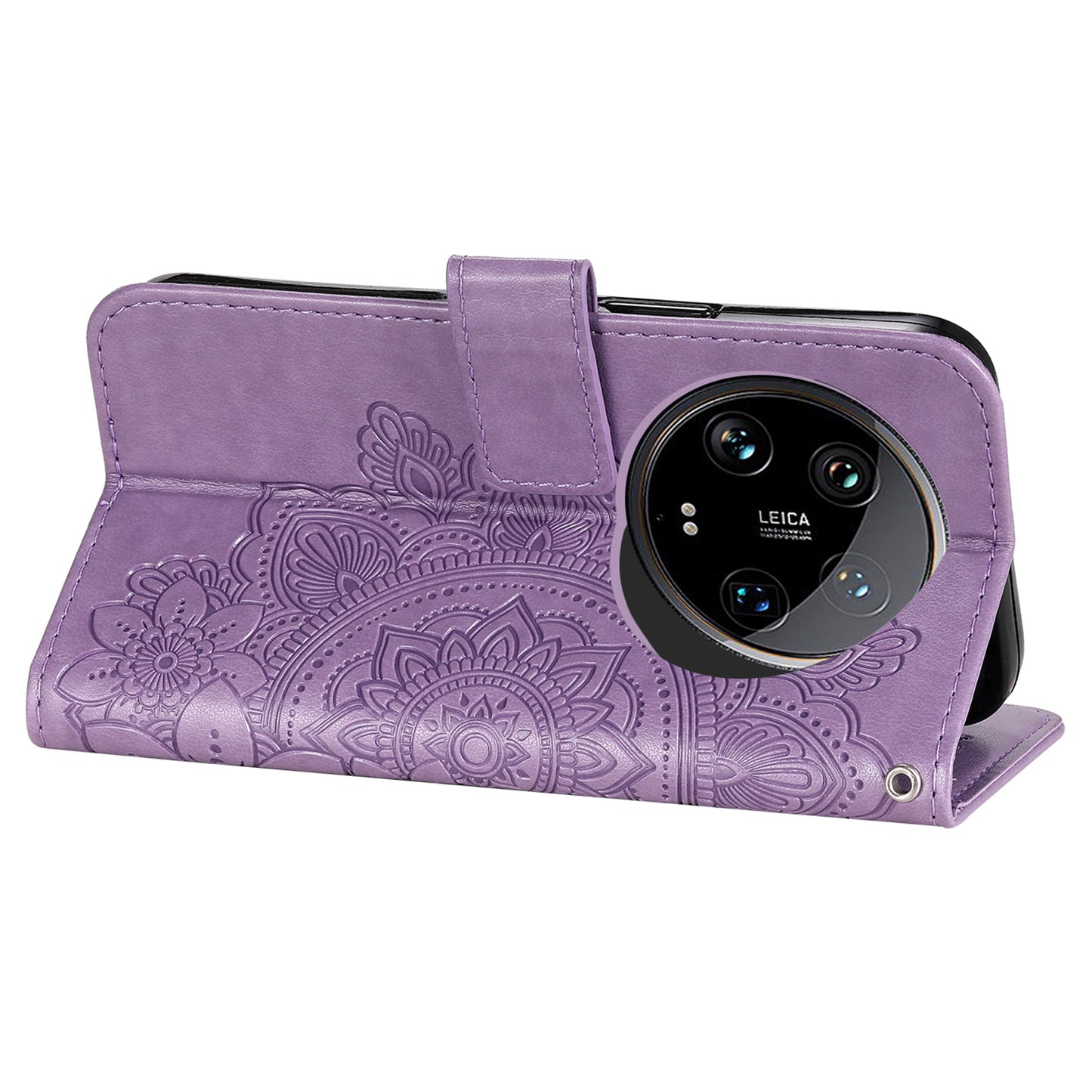 For Xiaomi 14 Ultra Wallet Case Flower Imprinted Leather Phone Cover - Purple