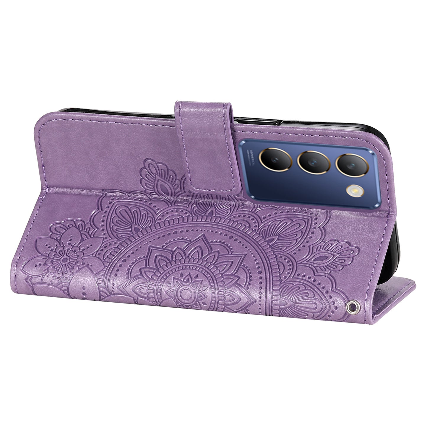 For vivo Y100 5G (Indonesia) / Y200e 5G / T3 5G / V30 Lite 4G Leather Wallet Case Flower Phone Cover - Purple