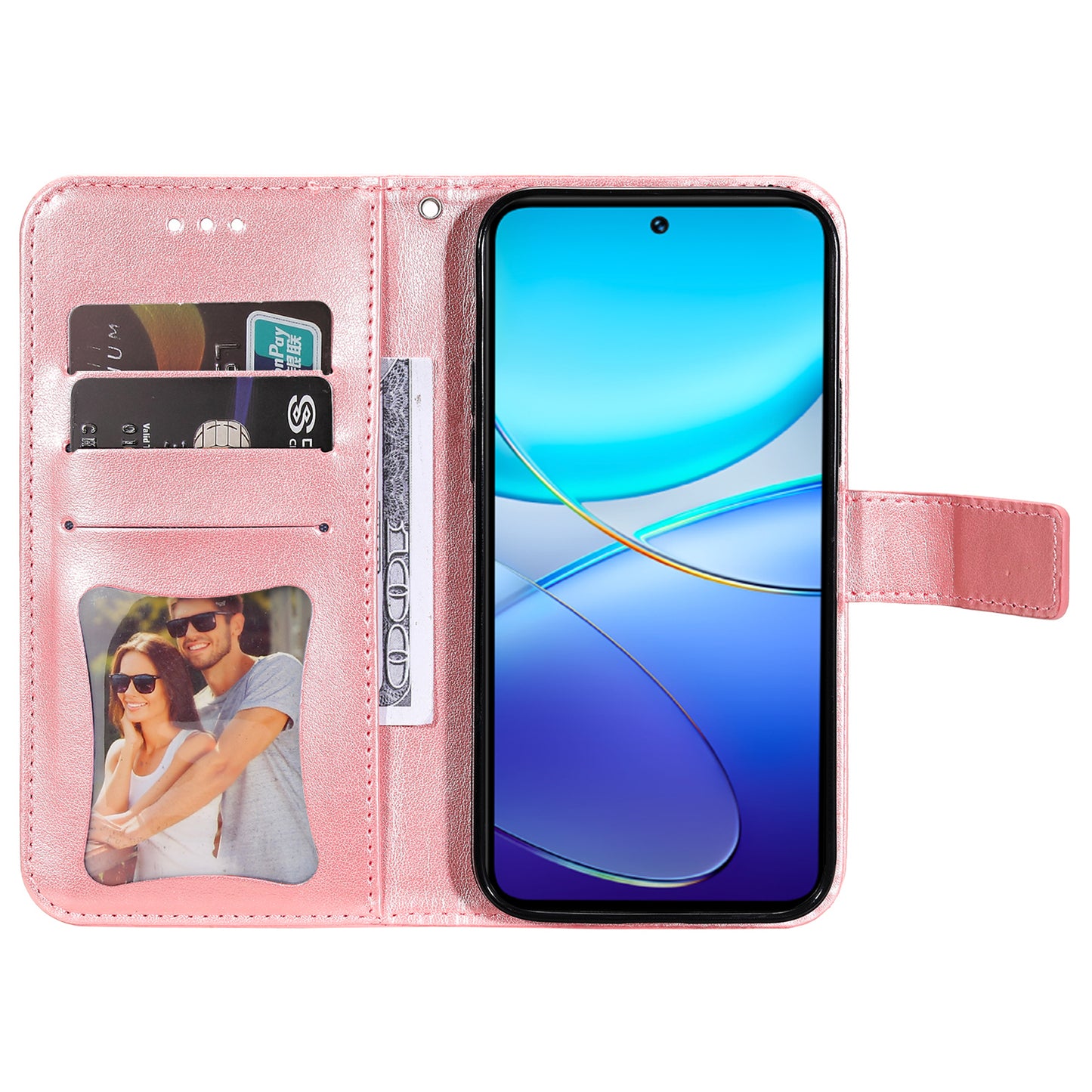 For vivo Y100 5G (Indonesia) / Y200e 5G / T3 5G / V30 Lite 4G Leather Wallet Case Flower Phone Cover - Pink