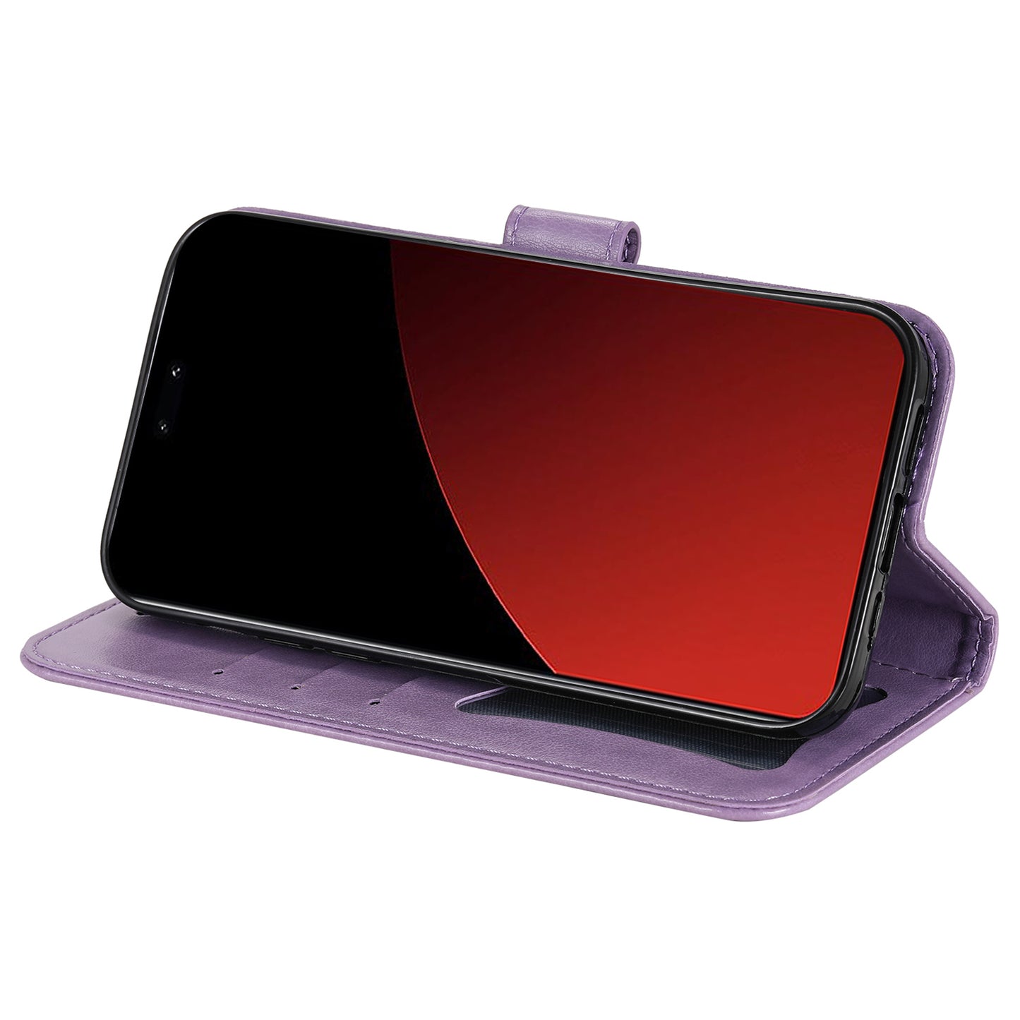 For Xiaomi Civi 4 Pro 5G Case Imprinted Flower Pattern Card Holder Phone Cover - Purple