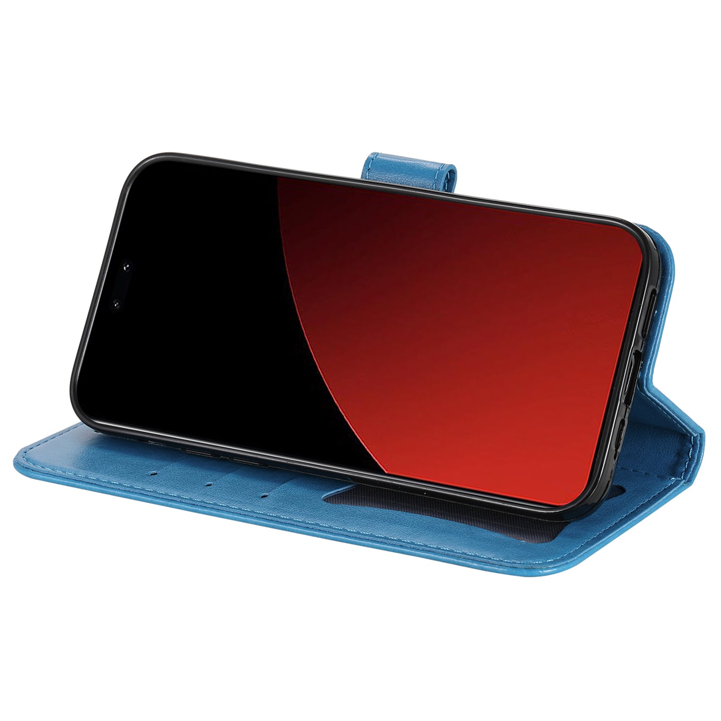 For Xiaomi Civi 4 Pro 5G Case Imprinted Flower Pattern Card Holder Phone Cover - Blue
