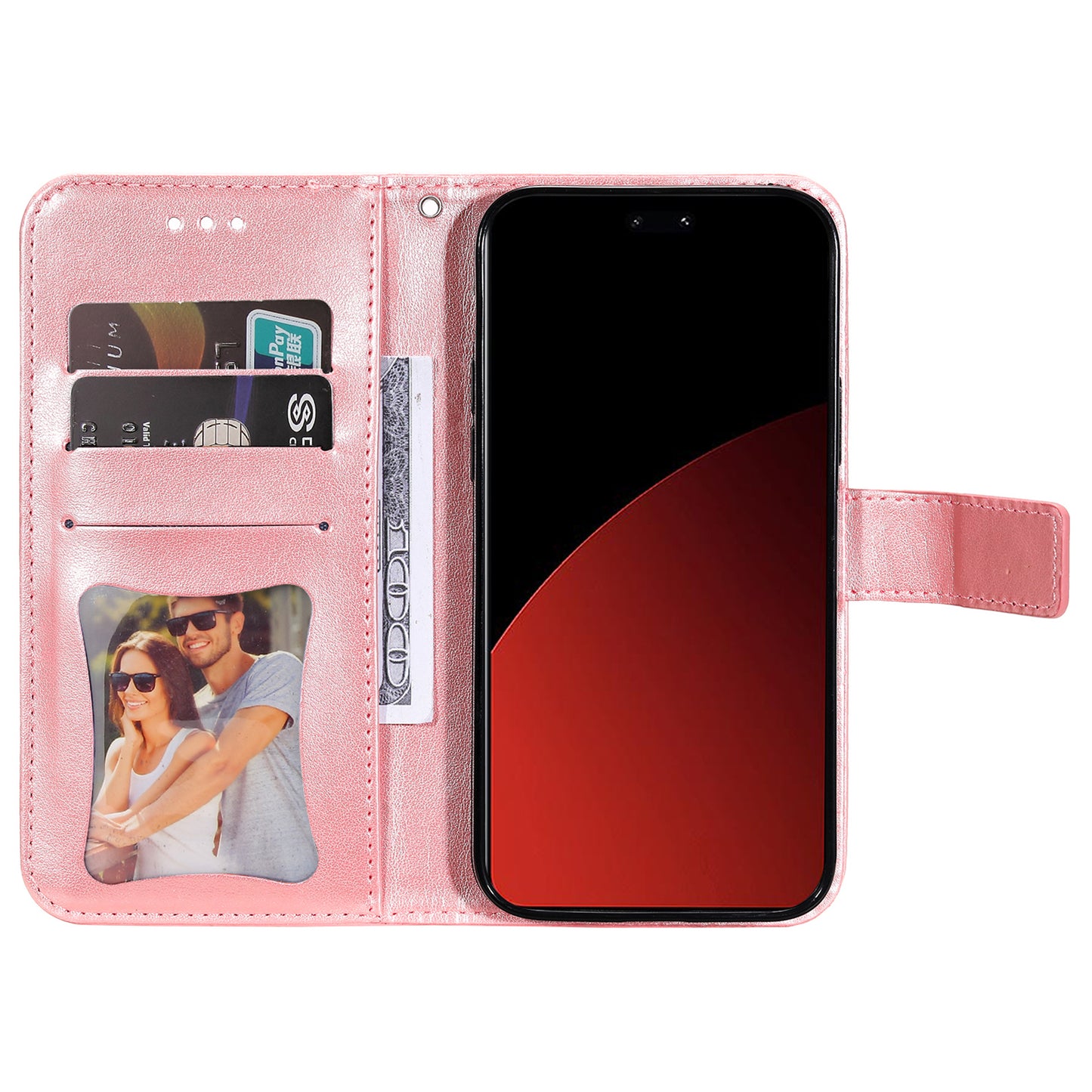 For Xiaomi Civi 4 Pro 5G Case Imprinted Flower Pattern Card Holder Phone Cover - Pink