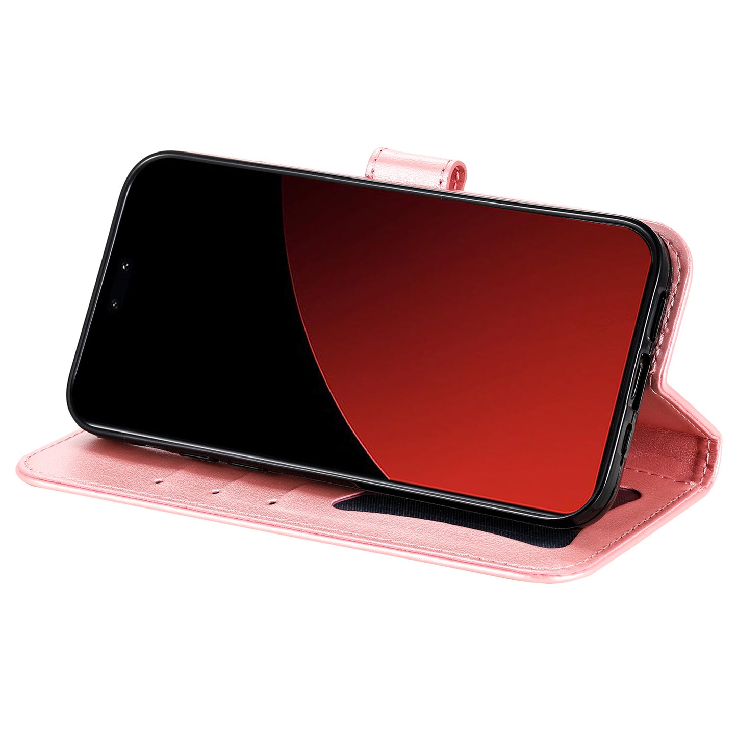 For Xiaomi Civi 4 Pro 5G Case Imprinted Flower Pattern Card Holder Phone Cover - Pink