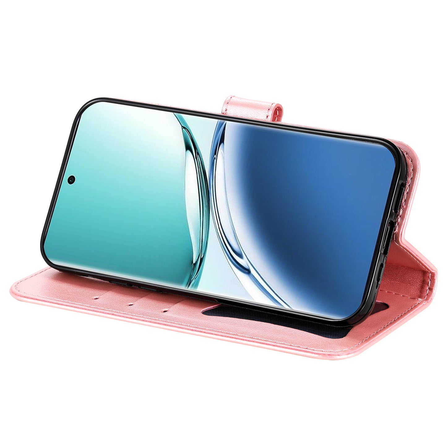 For Oppo A3 Pro 5G Wallet Case Flower Pattern PU Leather Phone Cover with Magnetic Clasp - Pink