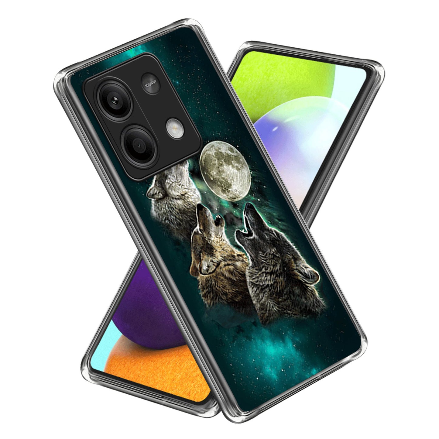 For Xiaomi Redmi Note 13 5G Case Pattern Printing Anti-scratch Phone TPU Cover - Wolf Pack Howling
