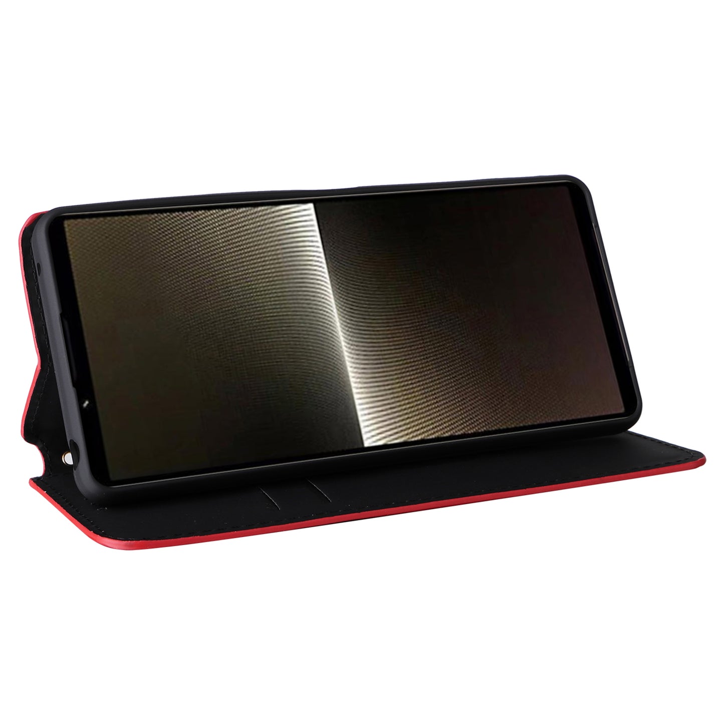 For Sony Xperia 1 VI Case Rhombus Pattern Magnetic Closing Leather Wallet Phone Cover - Red