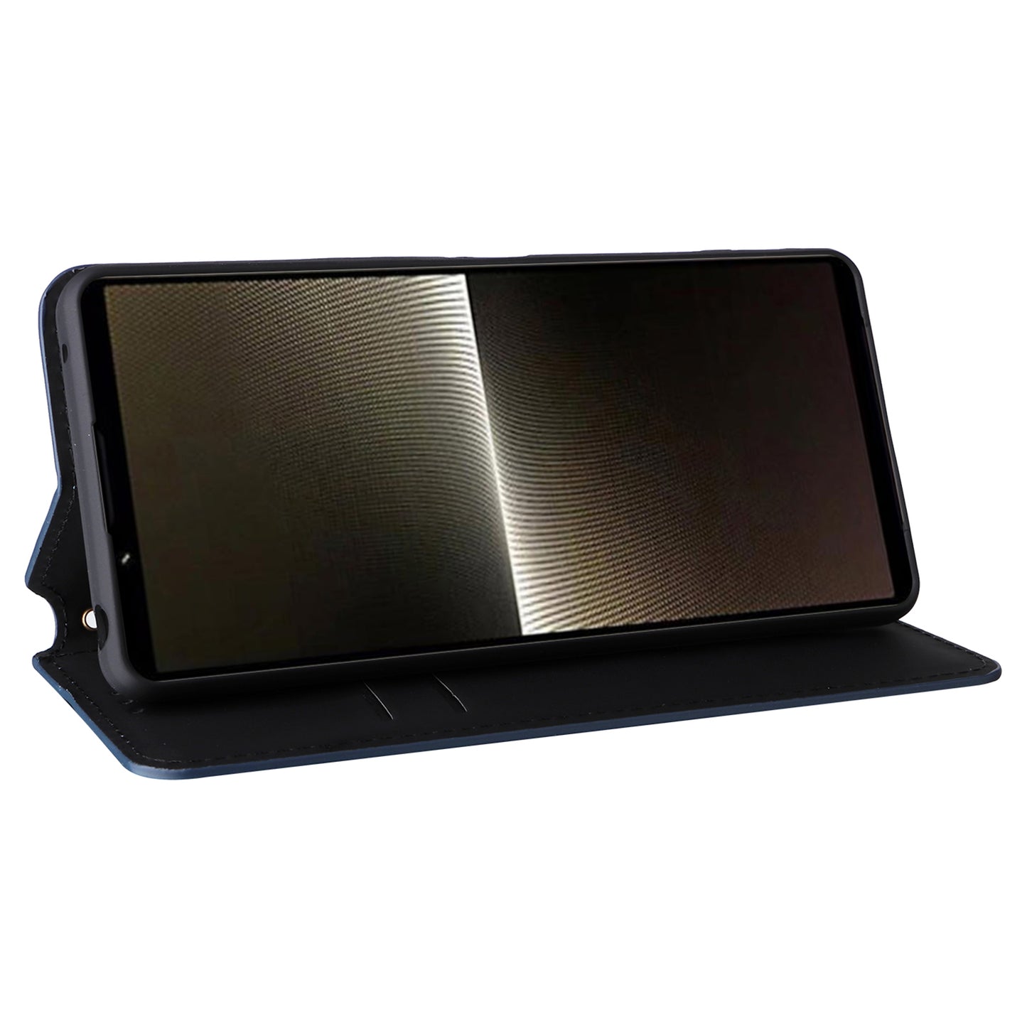 For Sony Xperia 1 VI Case Rhombus Pattern Magnetic Closing Leather Wallet Phone Cover - Blue