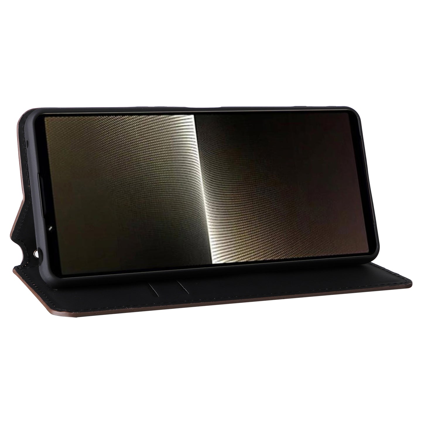 For Sony Xperia 1 VI Case Rhombus Pattern Magnetic Closing Leather Wallet Phone Cover - Brown