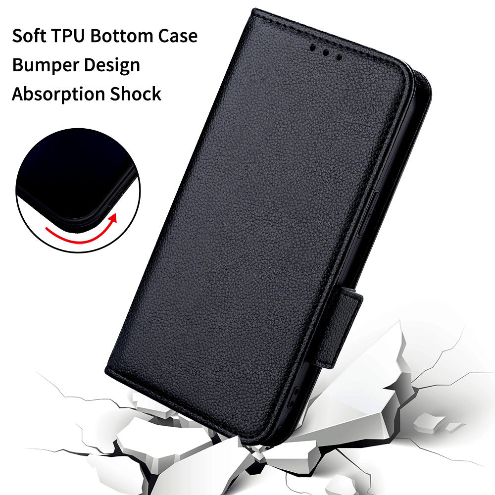 For Sony Xperia 1 VI Case with Hand Strap Litchi Texture Stand Phone Cover - Black