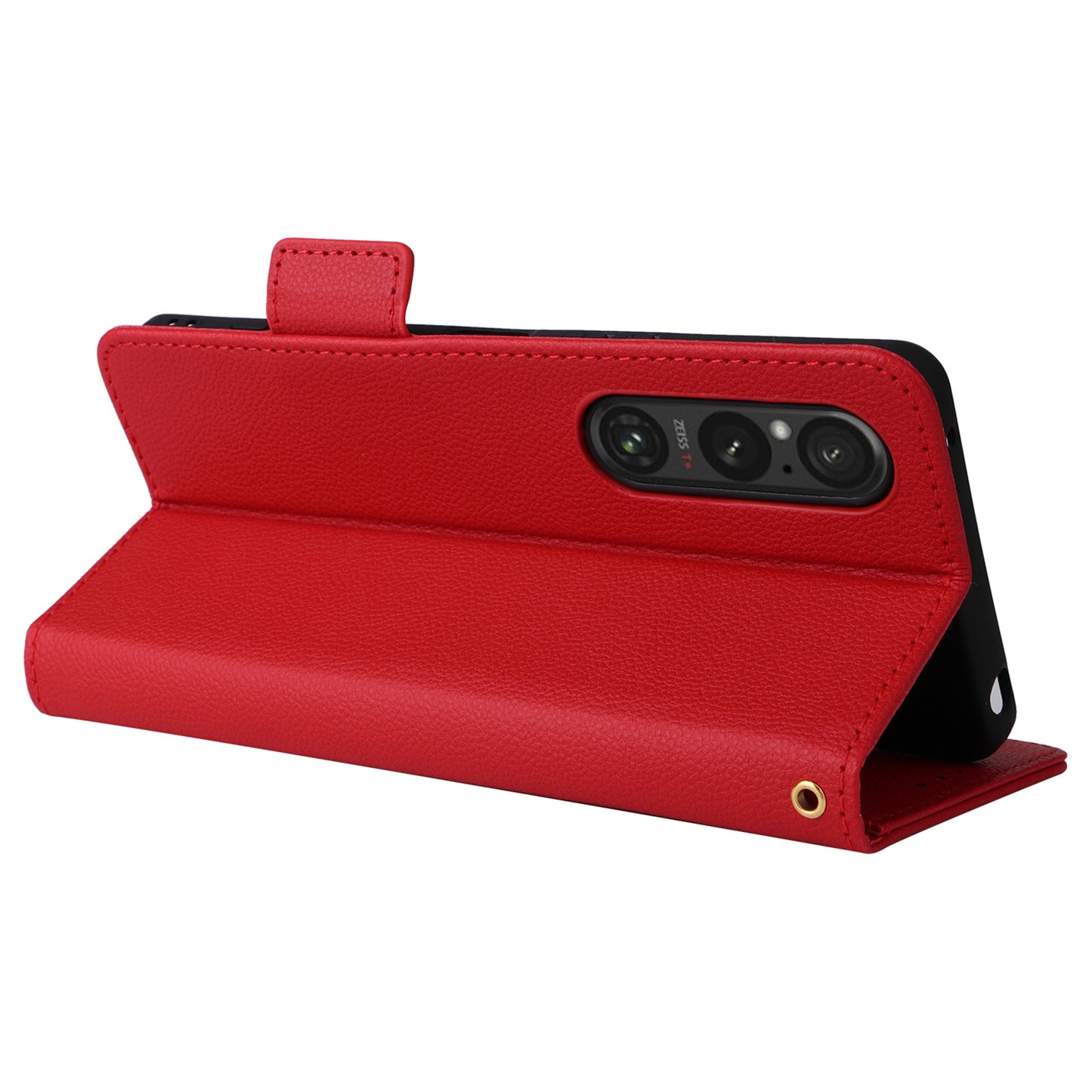 For Sony Xperia 1 VI Case with Hand Strap Litchi Texture Stand Phone Cover - Red