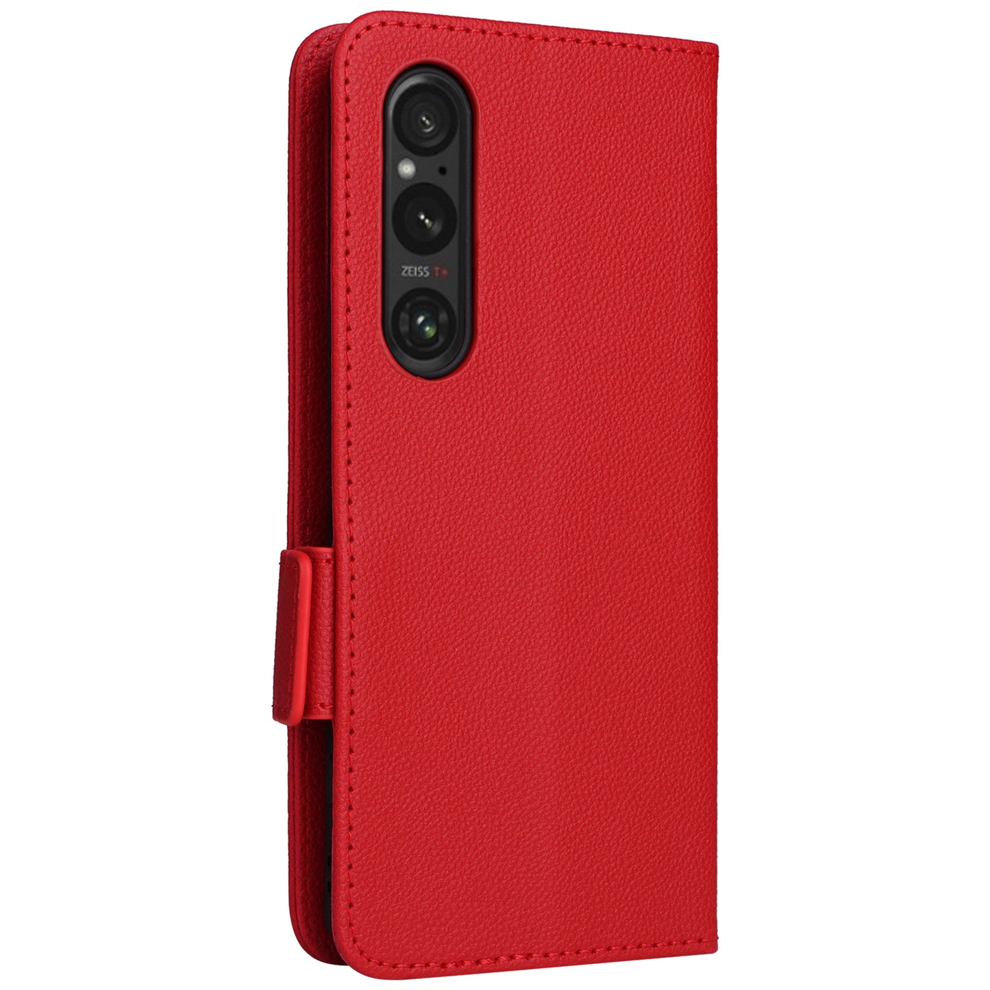 For Sony Xperia 1 VI Case with Hand Strap Litchi Texture Stand Phone Cover - Red