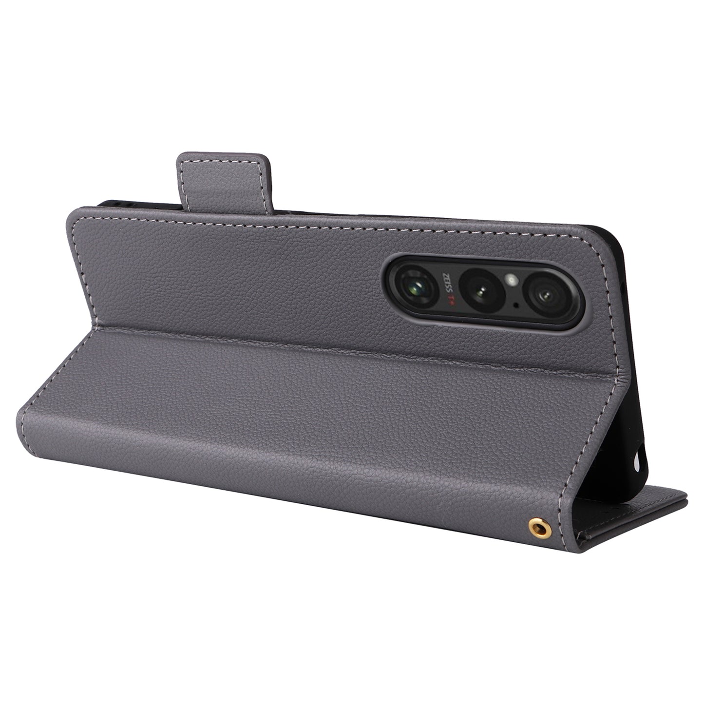 For Sony Xperia 1 VI Case with Hand Strap Litchi Texture Stand Phone Cover - Grey