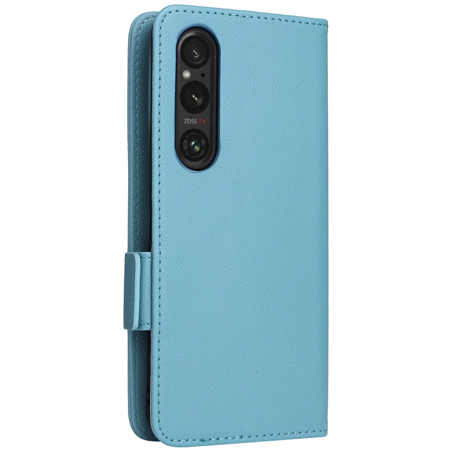 For Sony Xperia 1 VI Case with Hand Strap Litchi Texture Stand Phone Cover - Baby Blue