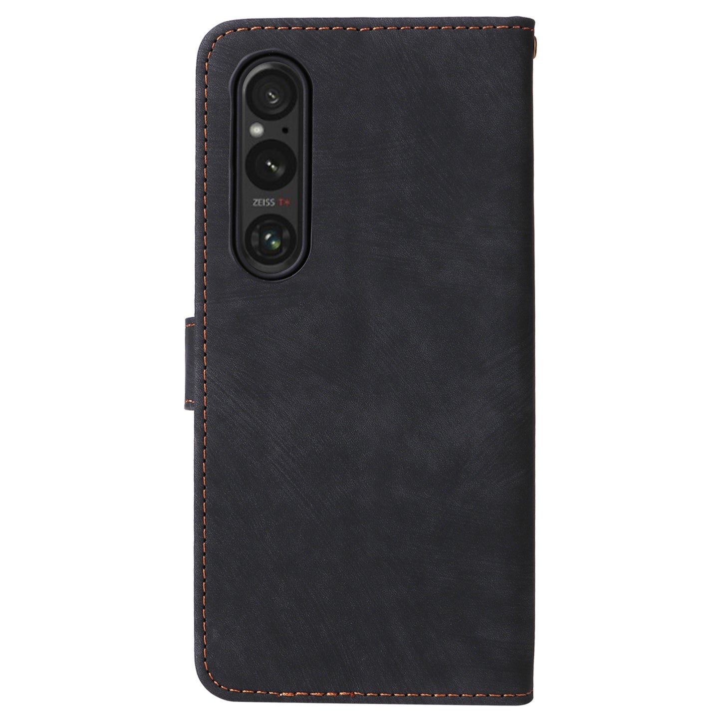 For Sony Xperia 1 VI Leather Case RFID Blocking Wallet Cover with Wrist Strap - Black