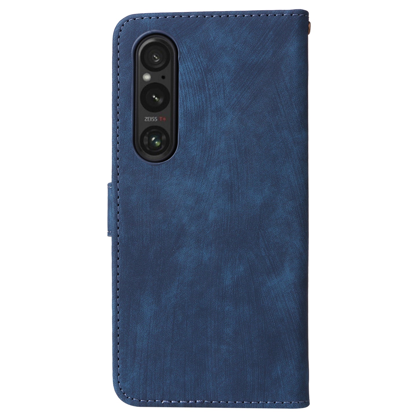 For Sony Xperia 1 VI Leather Case RFID Blocking Wallet Cover with Wrist Strap - Blue