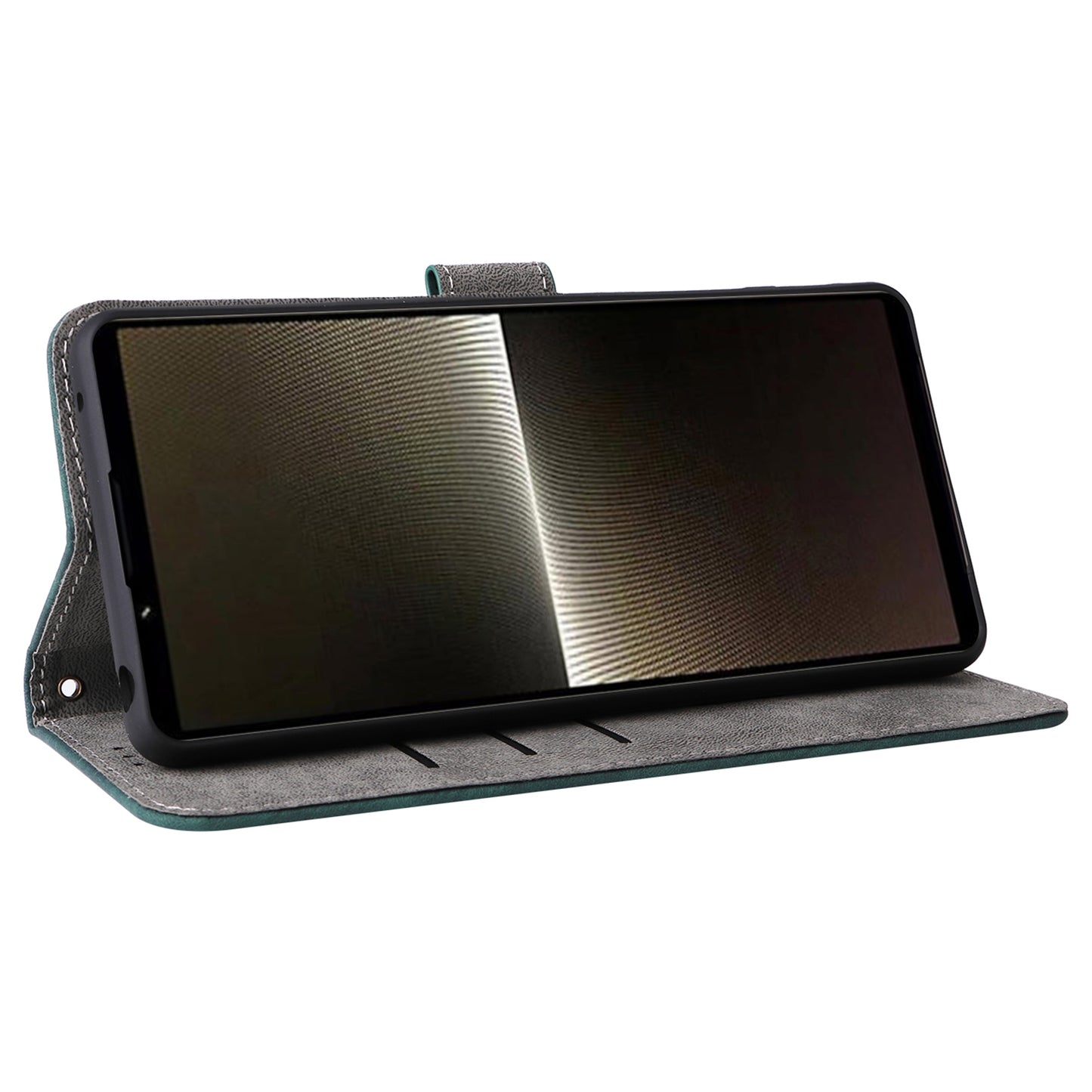 For Sony Xperia 1 VI Leather Case RFID Blocking Wallet Cover with Wrist Strap - Green