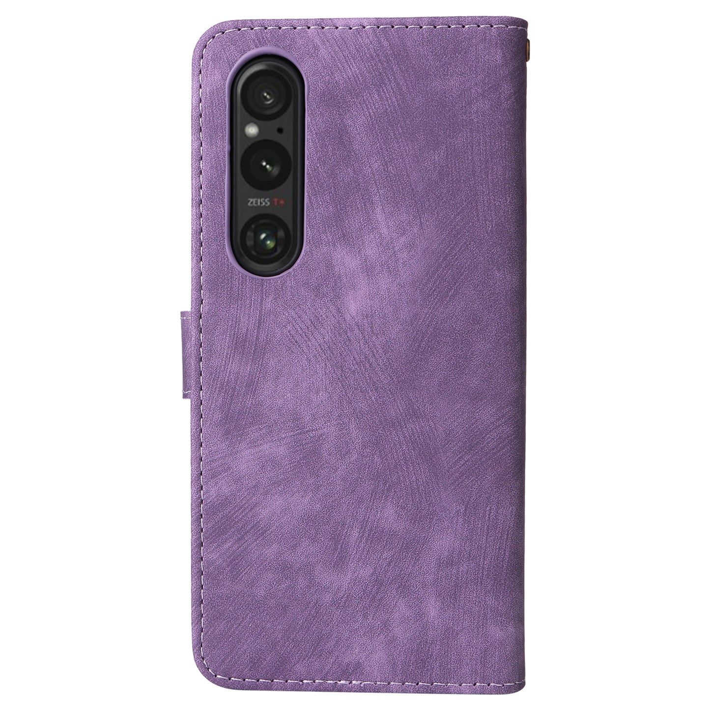 For Sony Xperia 1 VI Leather Case RFID Blocking Wallet Cover with Wrist Strap - Purple