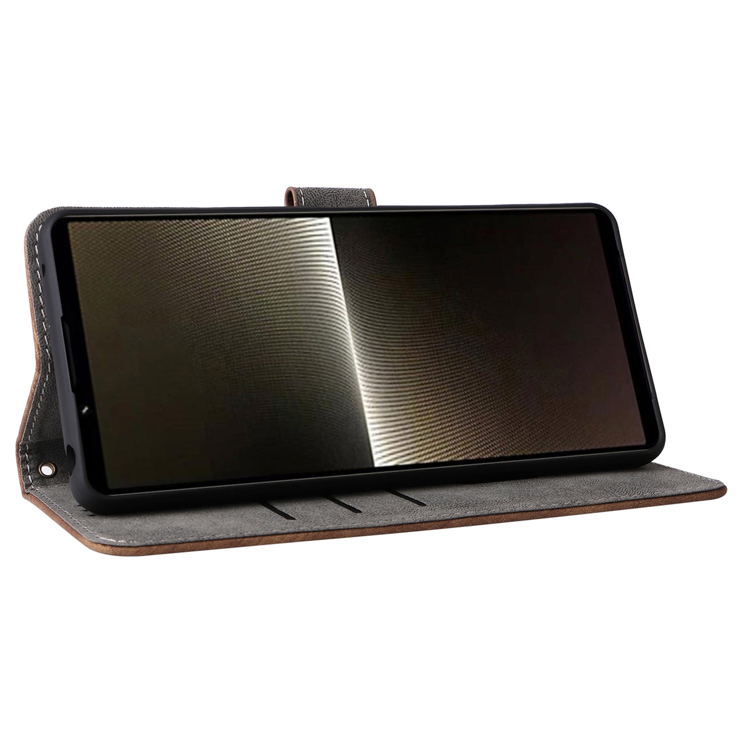 For Sony Xperia 1 VI Leather Case RFID Blocking Wallet Cover with Wrist Strap - Brown