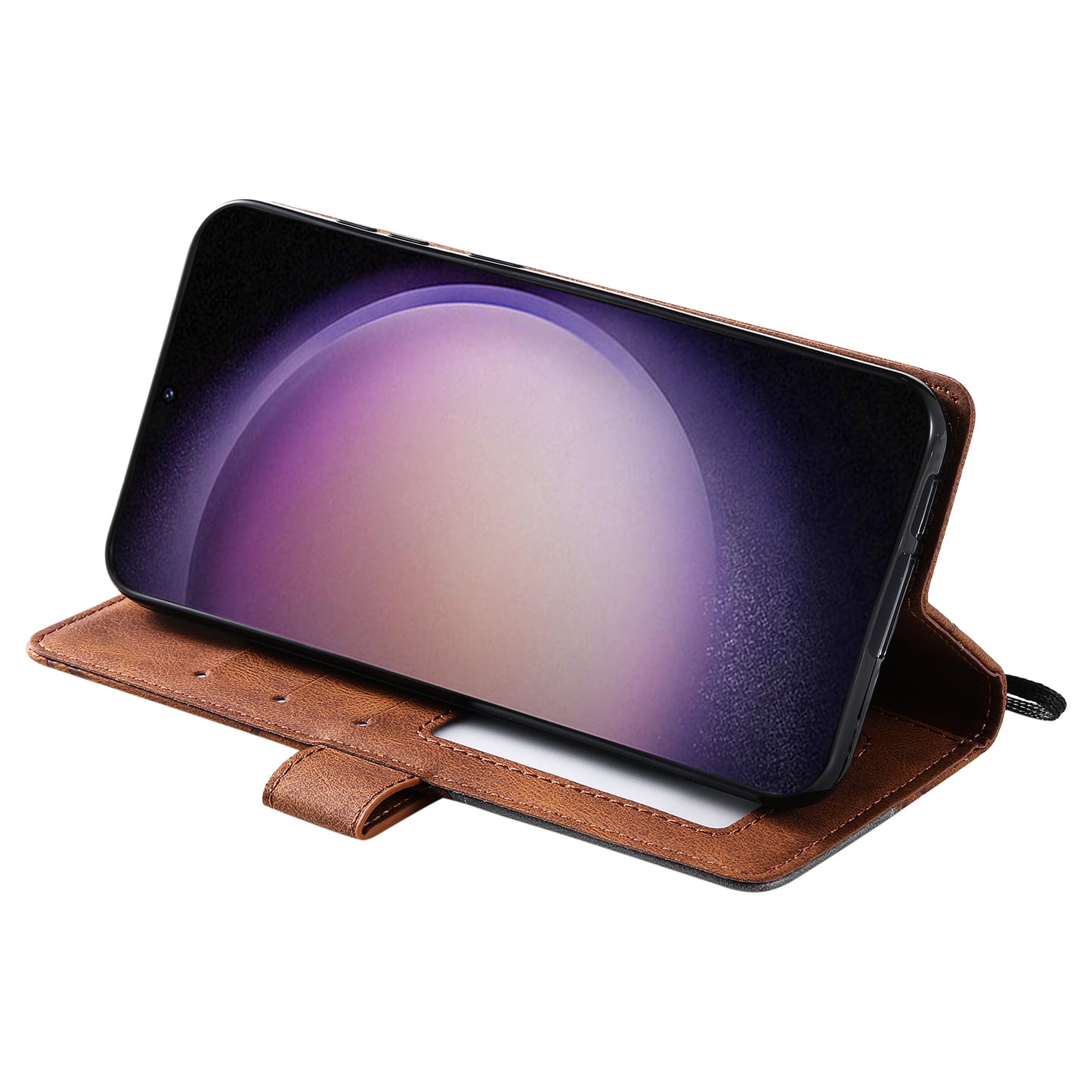 For Samsung Galaxy S23+ Case Phone Wallet Leather Cover Skin-touch Texture - Brown