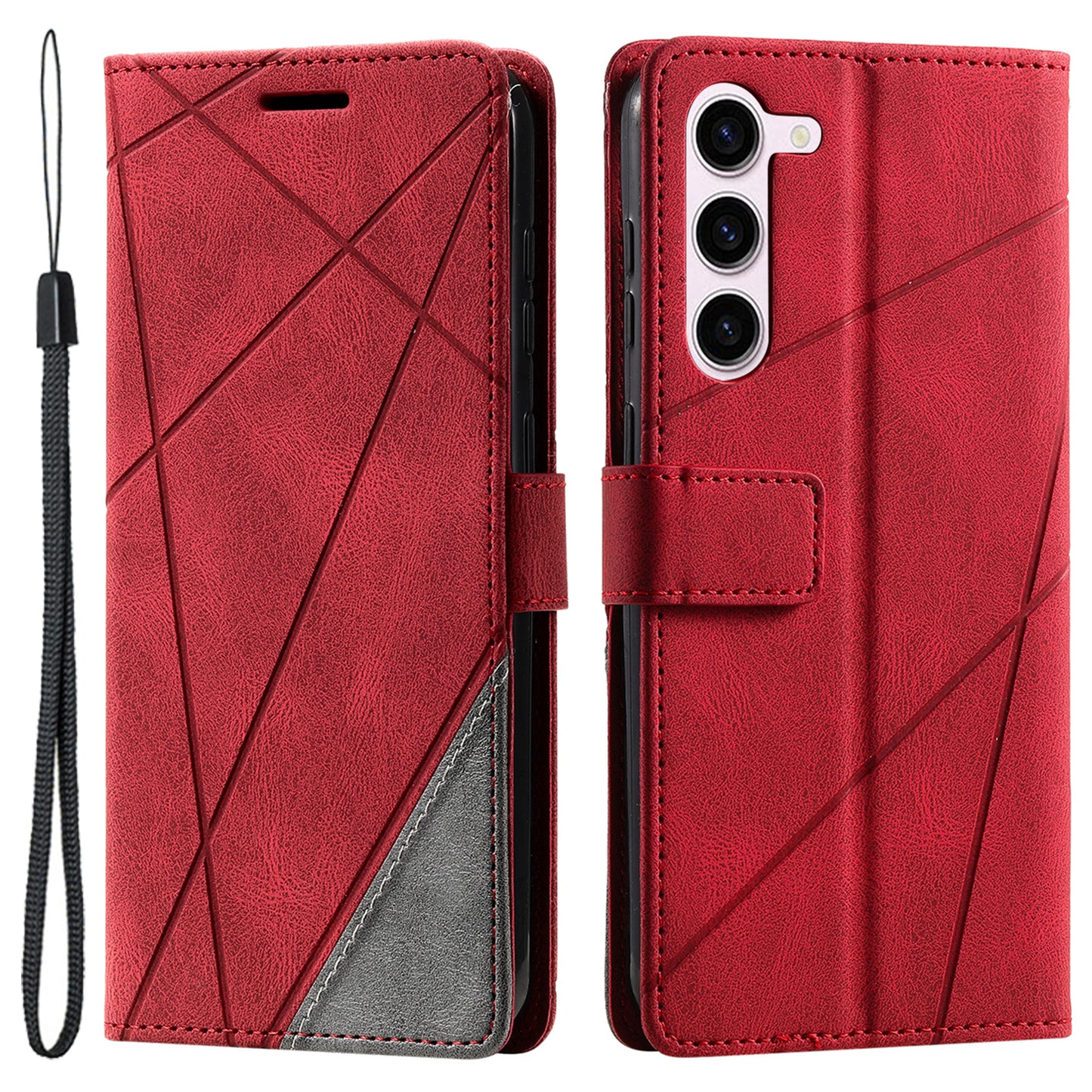 For Samsung Galaxy S23+ Case Phone Wallet Leather Cover Skin-touch Texture - Red