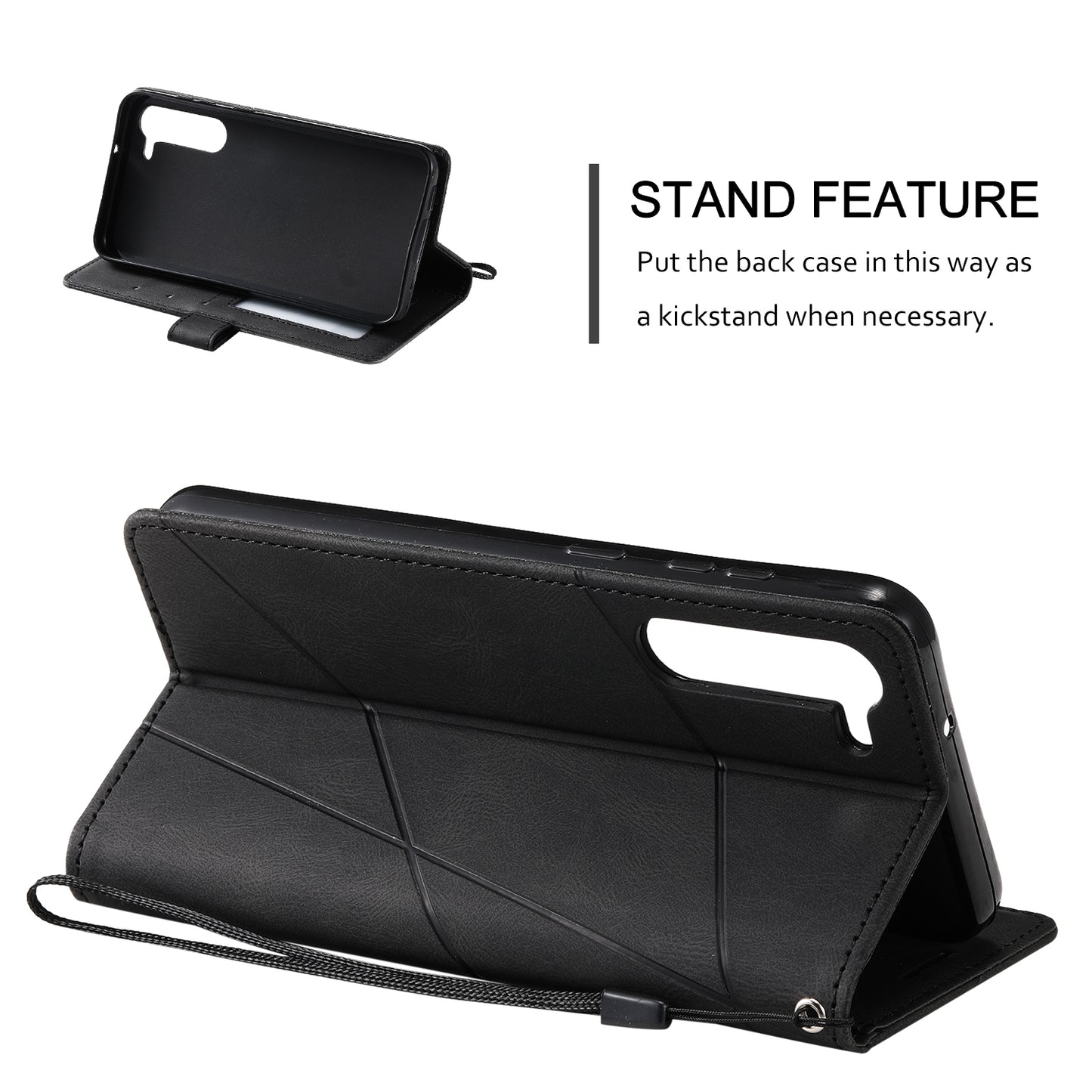 For Samsung Galaxy S23+ Case Phone Wallet Leather Cover Skin-touch Texture - Black