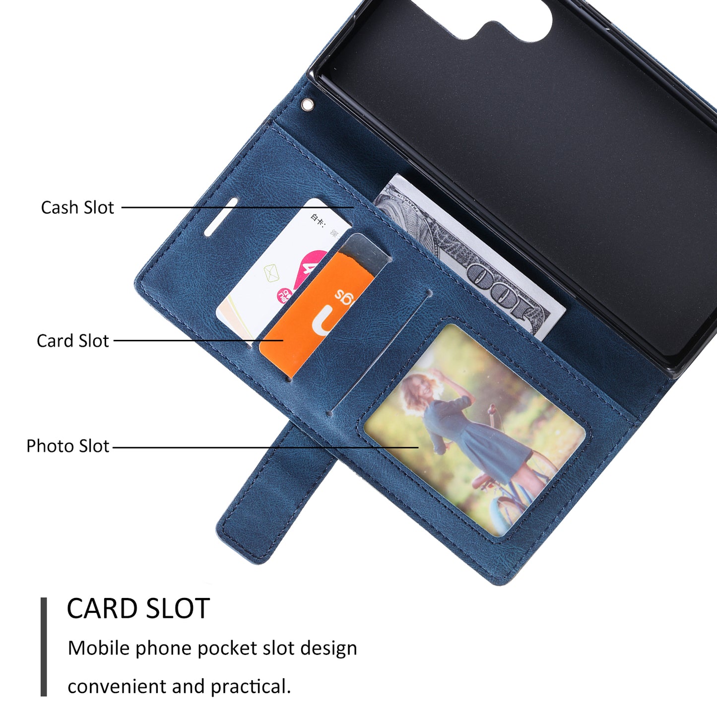 For Samsung Galaxy S24 Ultra Case PU Leather Skin-touch Phone Wallet Cover with Magnetic Clasp - Blue