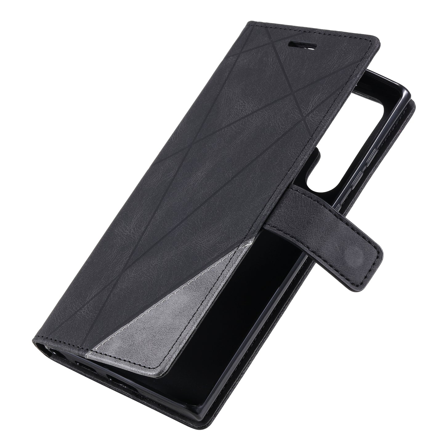 For Samsung Galaxy S24 Ultra Case PU Leather Skin-touch Phone Wallet Cover with Magnetic Clasp - Black