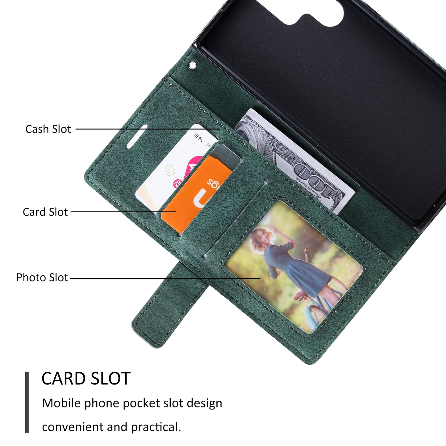 For Samsung Galaxy S24 Ultra Case PU Leather Skin-touch Phone Wallet Cover with Magnetic Clasp - Green